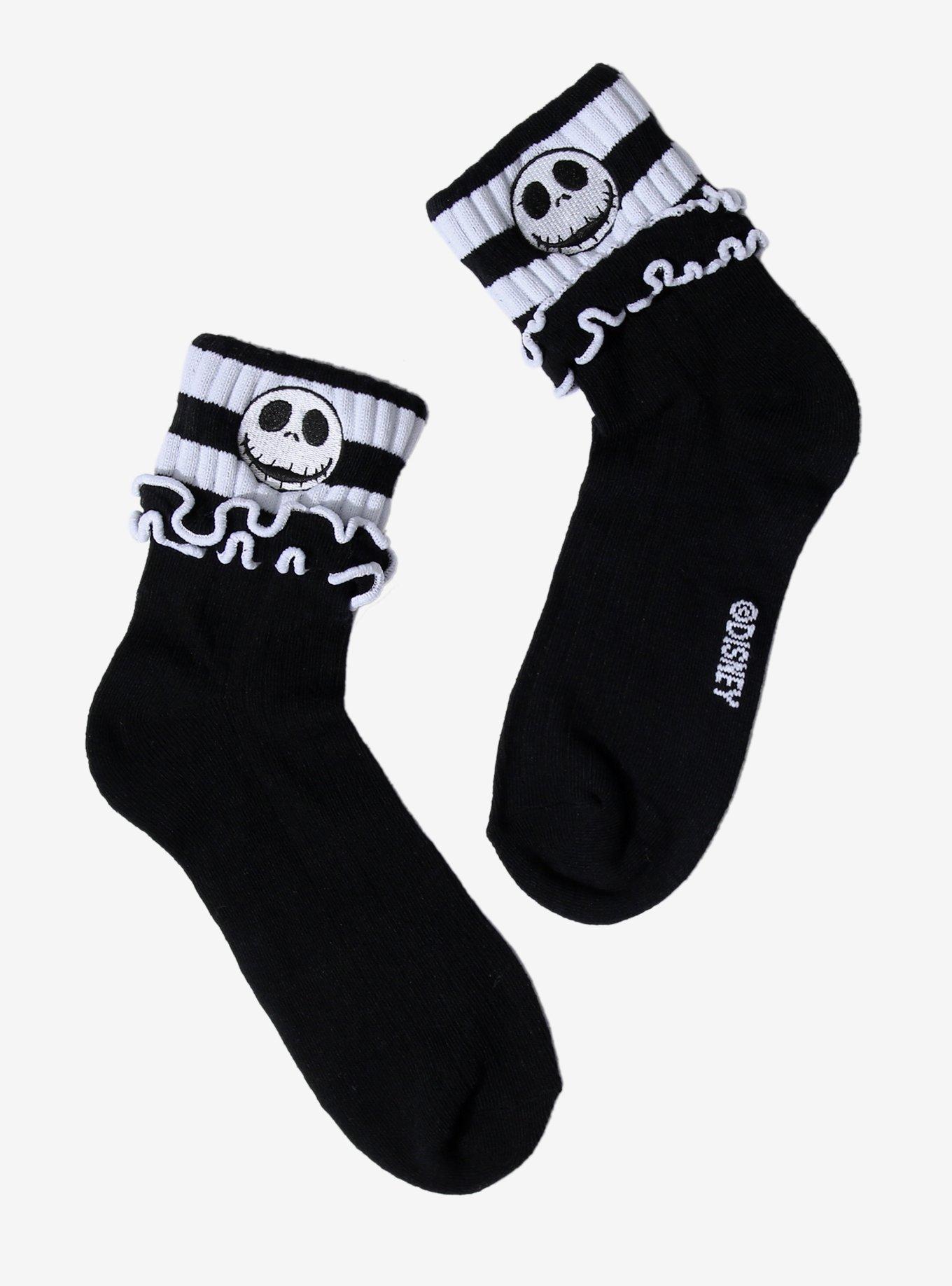 The Nightmare Before Christmas Jack Stripe Glow-In-The-Dark Ankle Socks, , hi-res