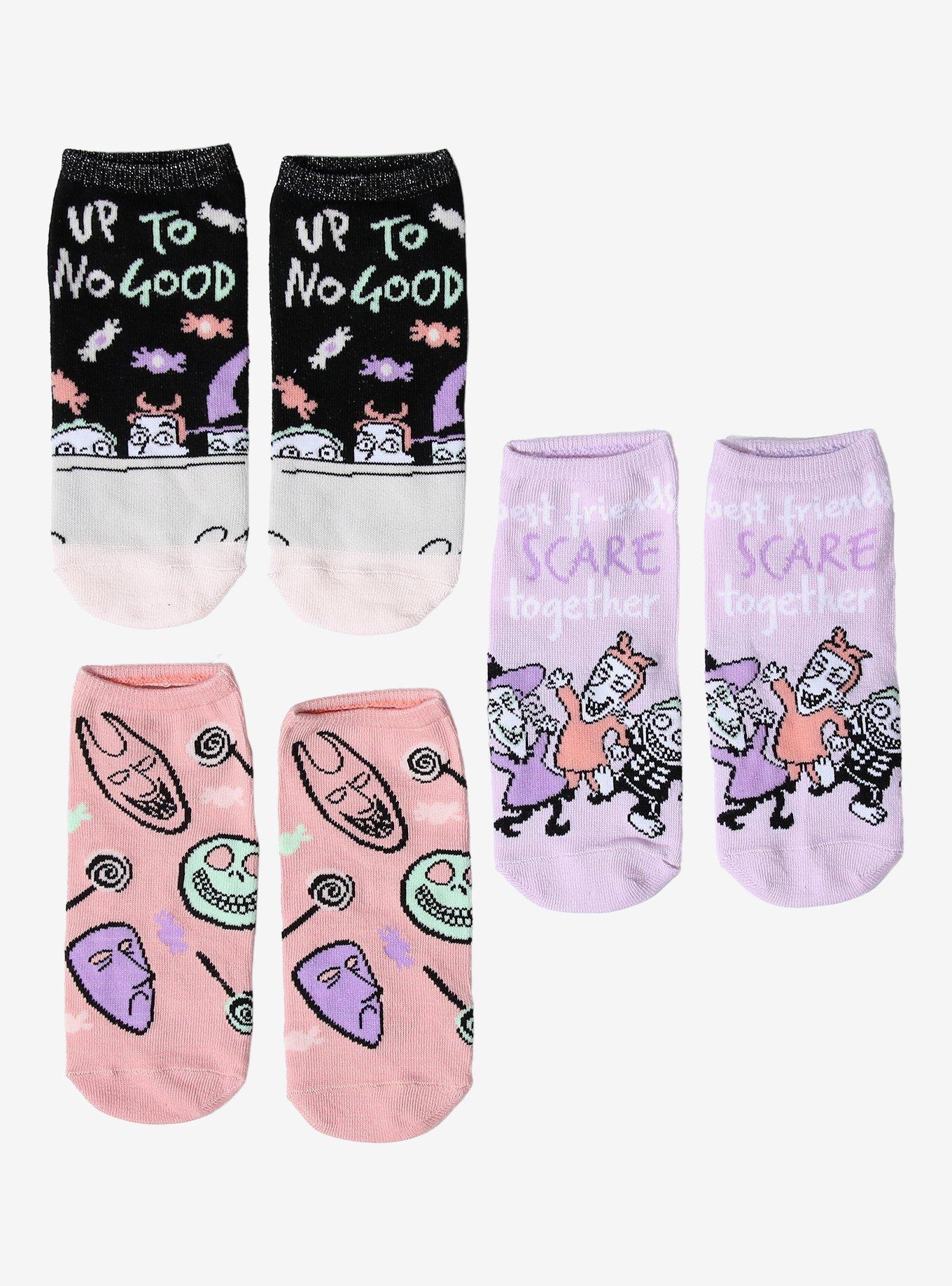 The Nightmare Before Christmas Lock Shock & Barrel Pastel No-Show Socks 3 Pair, , hi-res