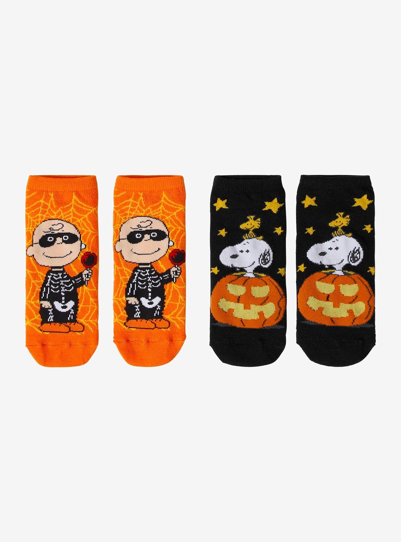 Peanuts Snoopy & Charlie Brown Halloween No-Show Socks 2 Pair, , hi-res