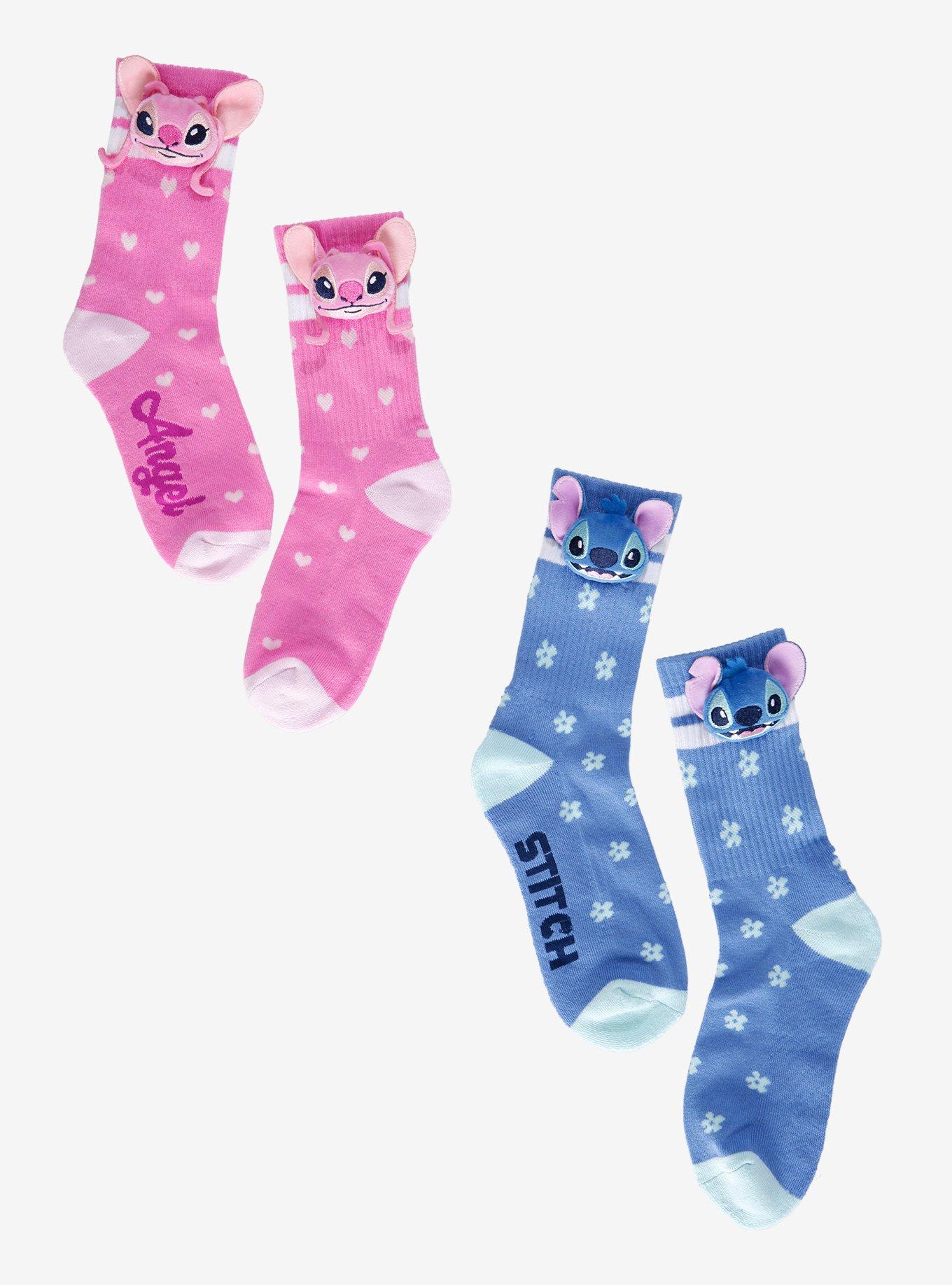 Disney Stitch Angel Plush Crew Socks 2 Pair, , hi-res