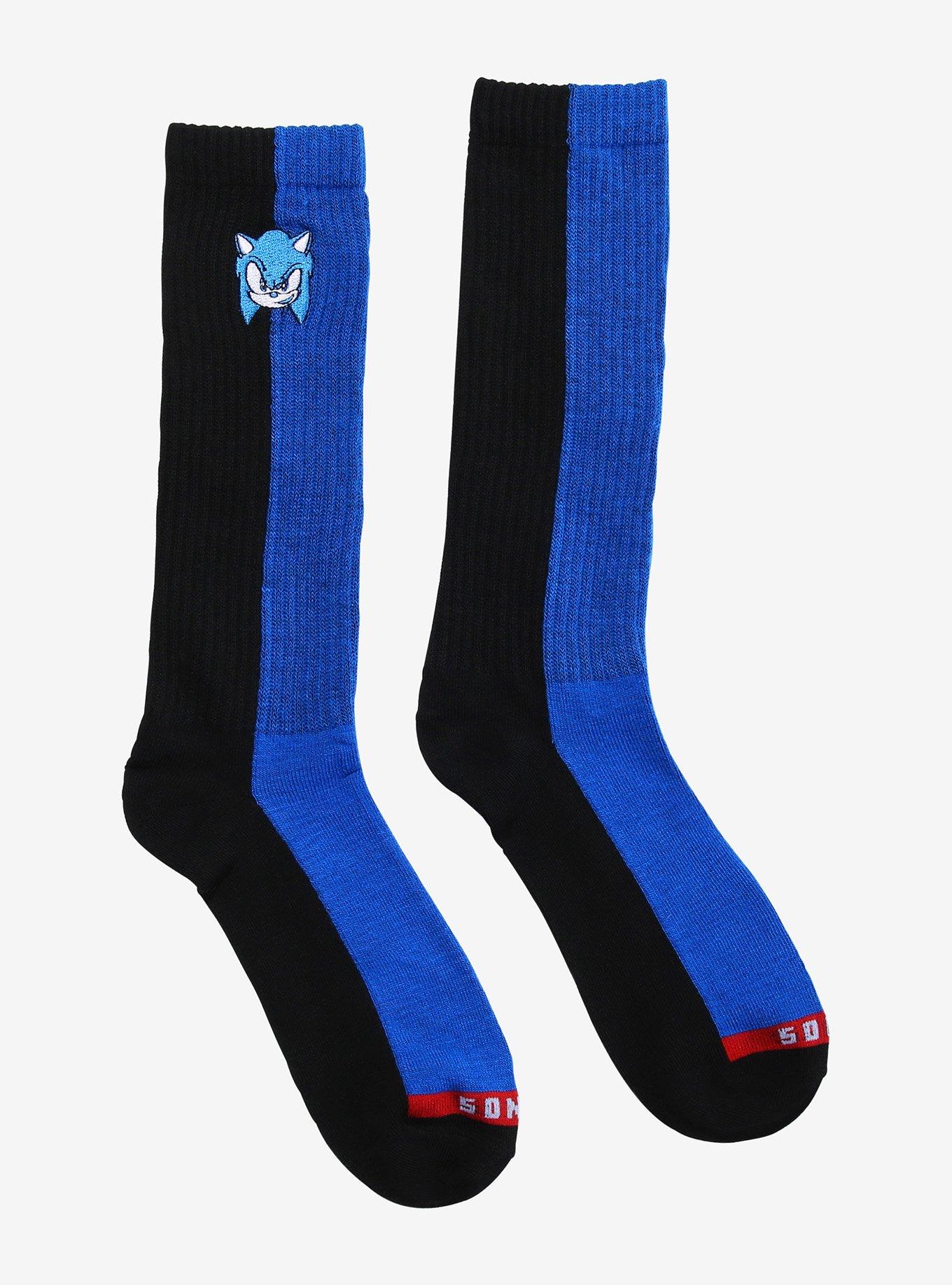 Sonic The Hedgehog Blue & Black Split Crew Socks, , hi-res