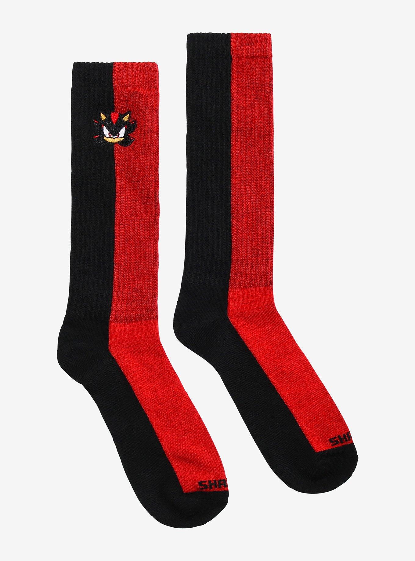 Sonic The Hedgehog Shadow Red & Black Split Crew Socks, , hi-res