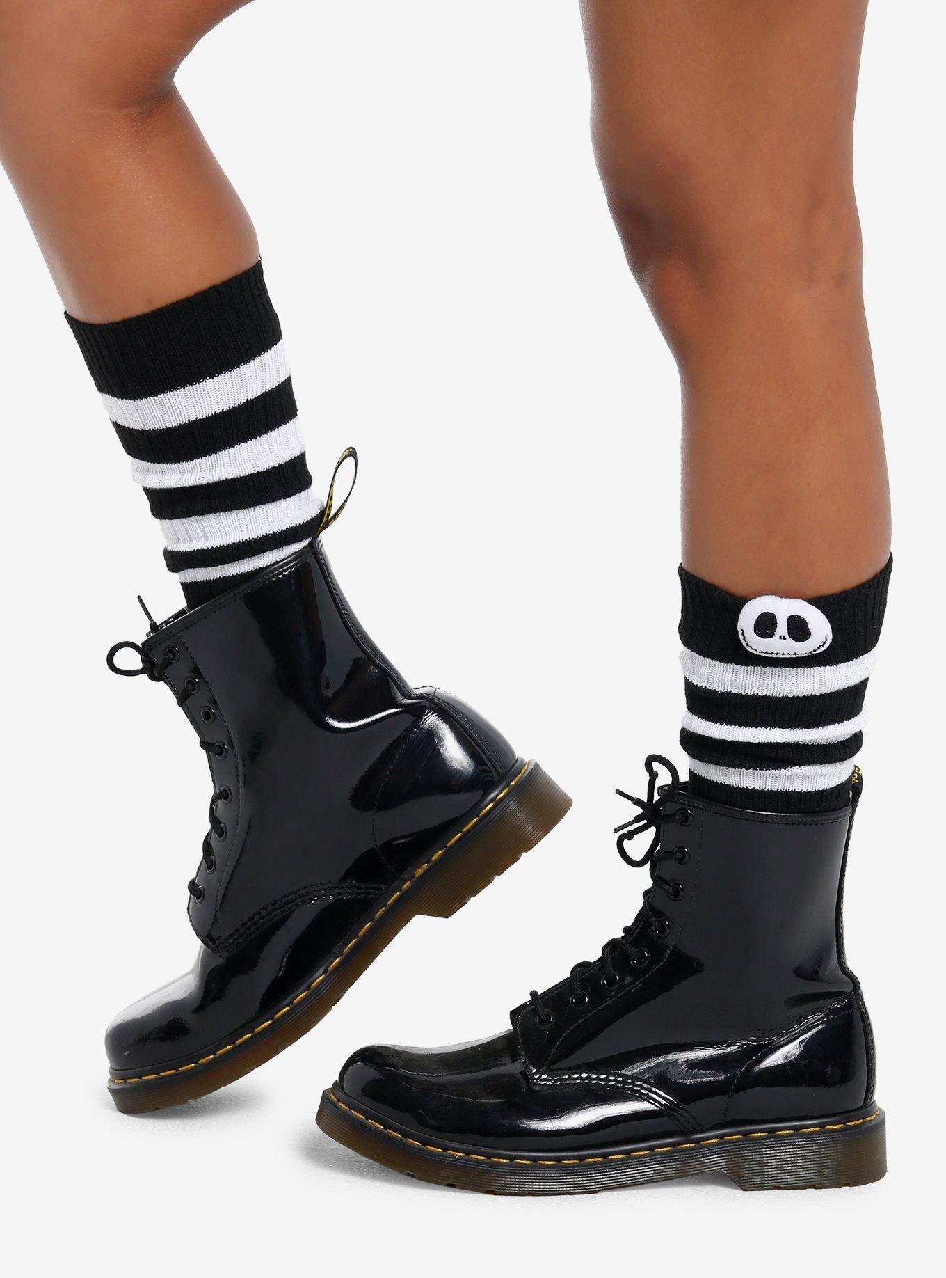 The Nightmare Before Christmas Jack Plush Stripe Slouch Knee-High Socks, , hi-res