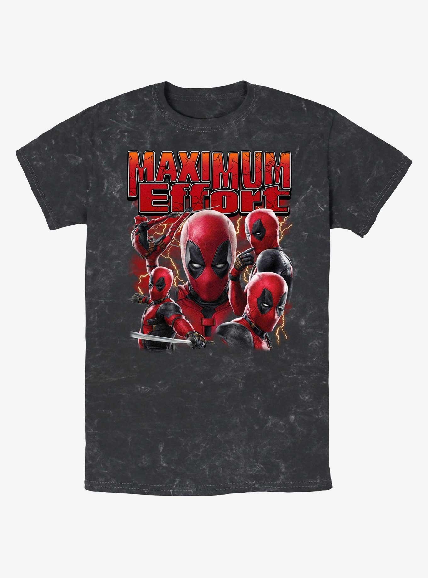 Marvel Deadpool & Wolverine Maximum Effort Mineral Wash T-Shirt Hot Topic Web Exclusive, BLACK, hi-res