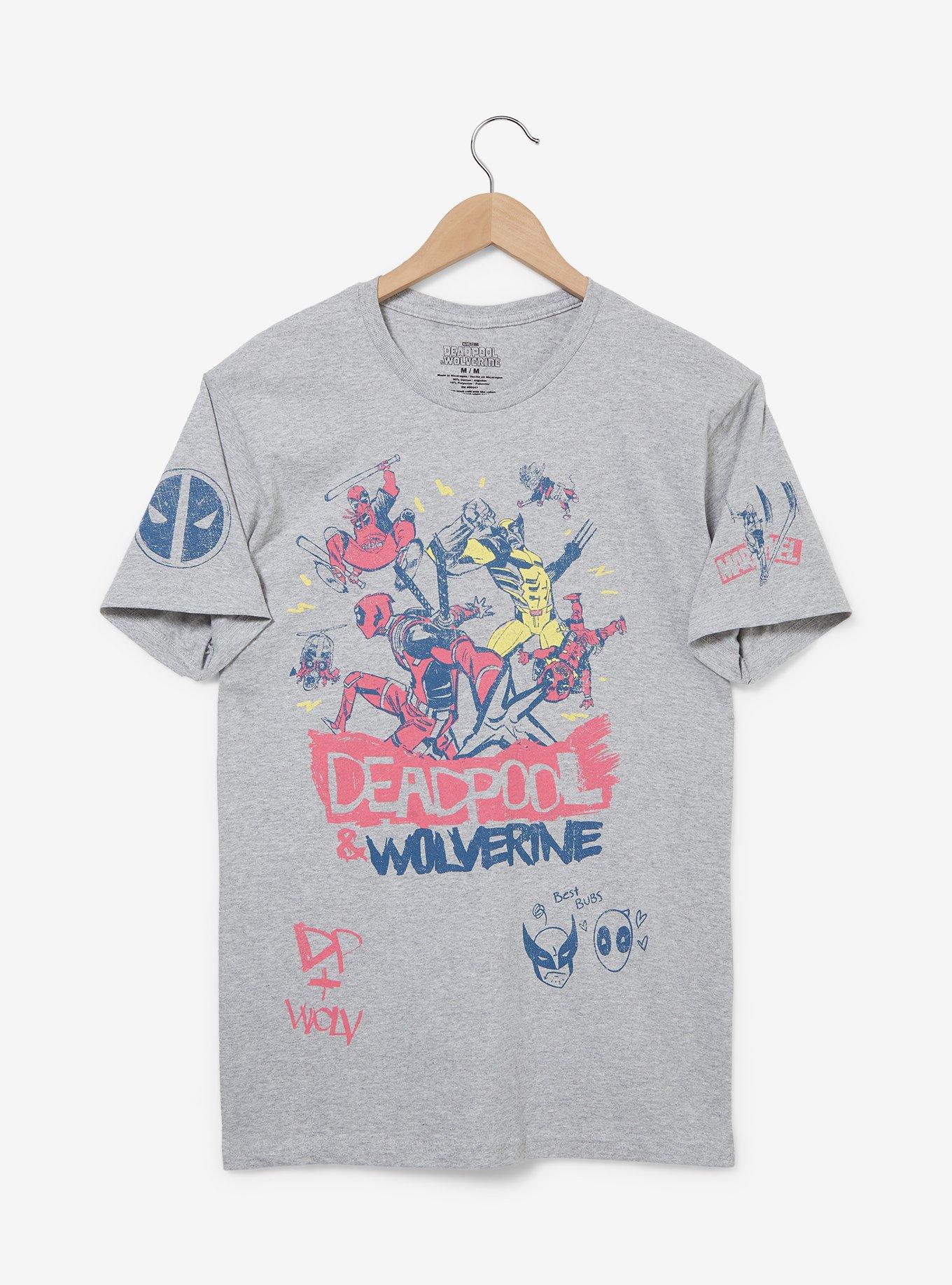 Marvel Deadpool & Wolverine Doodle Icons T-Shirt - BoxLunch Exclusive, BEIGE, hi-res