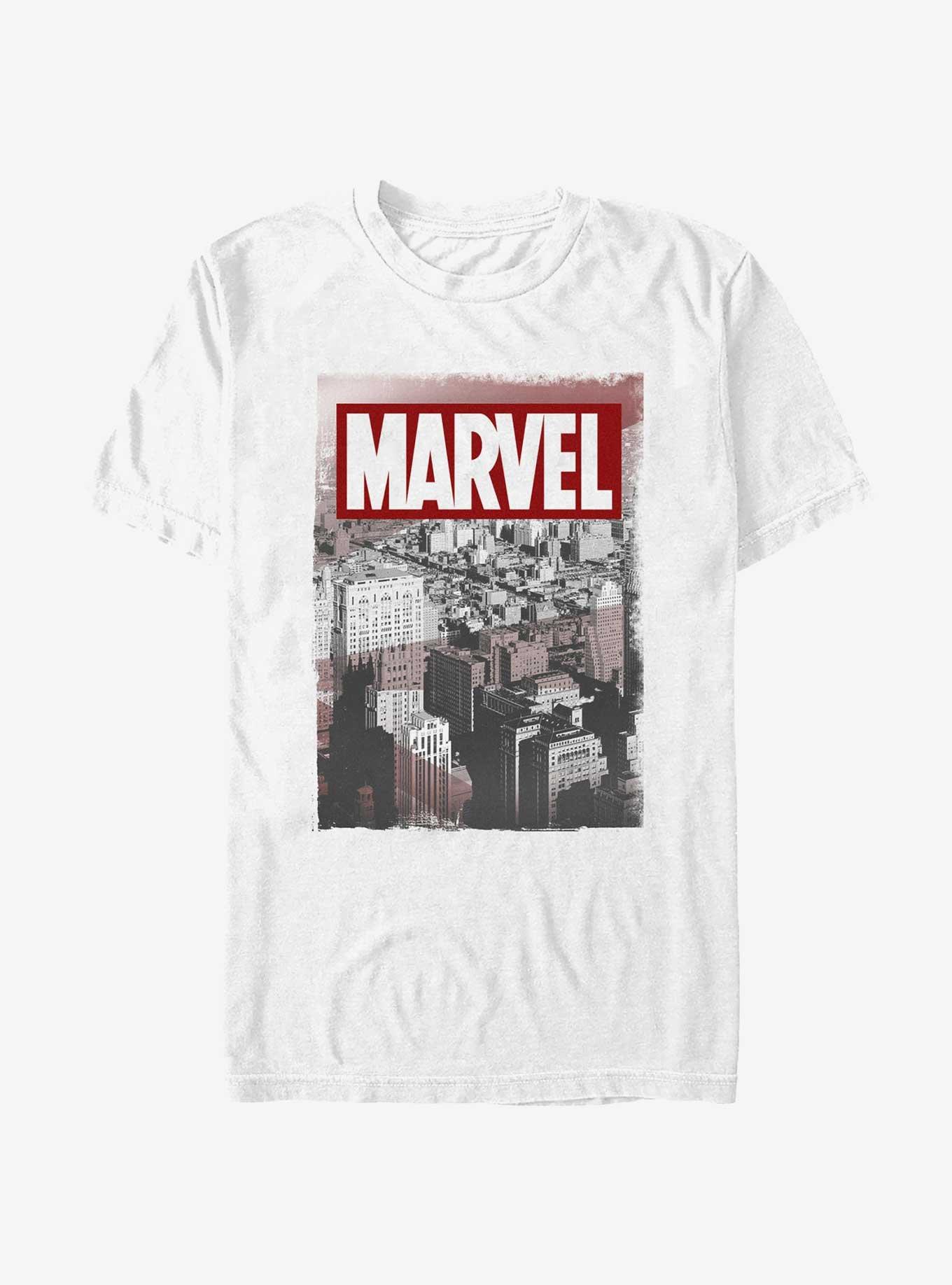 Marvel Cityscape Poster T-Shirt, WHITE, hi-res view 1