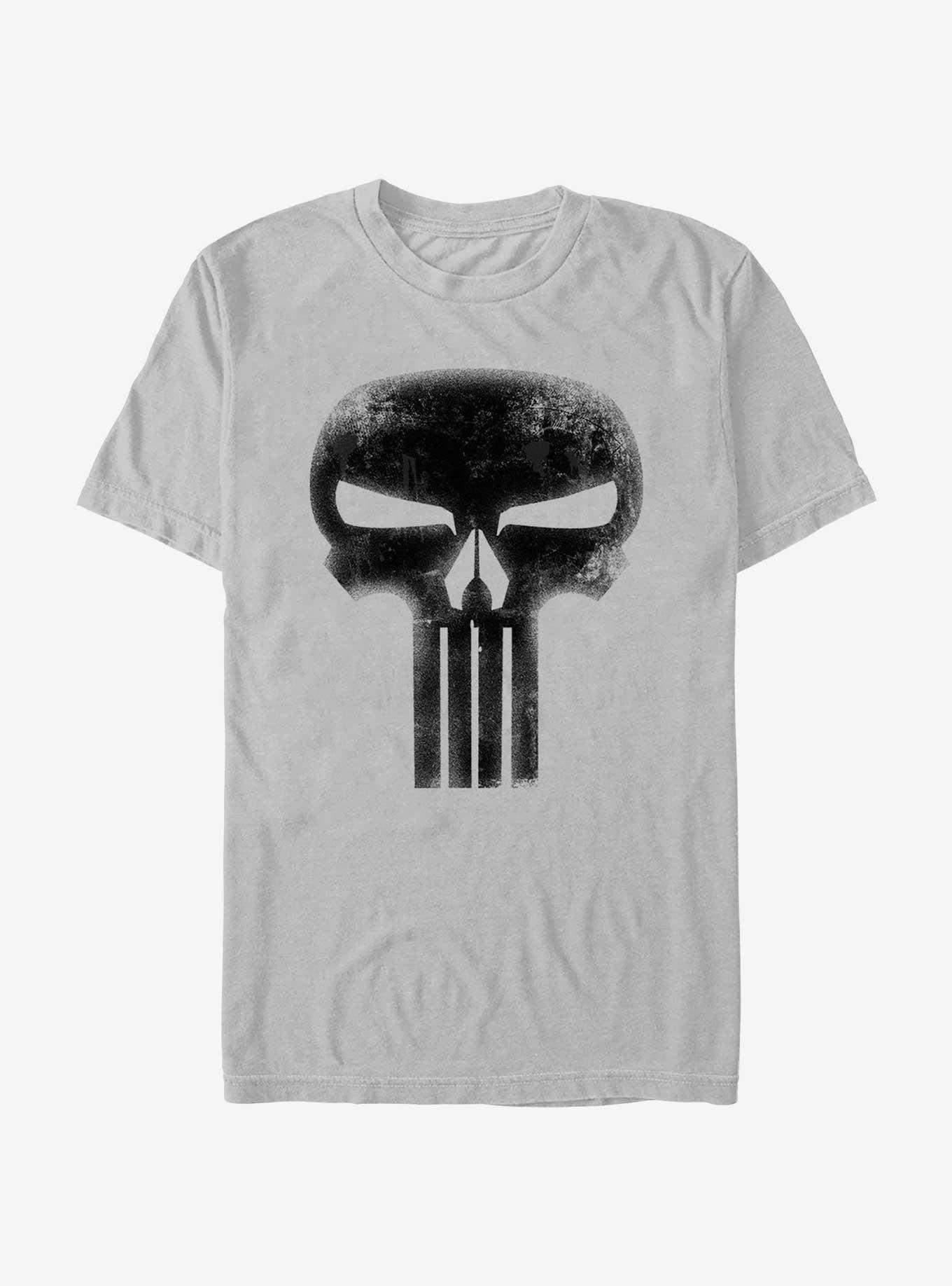 Marvel Punisher Death Skull Logo T-Shirt, SILVER, hi-res