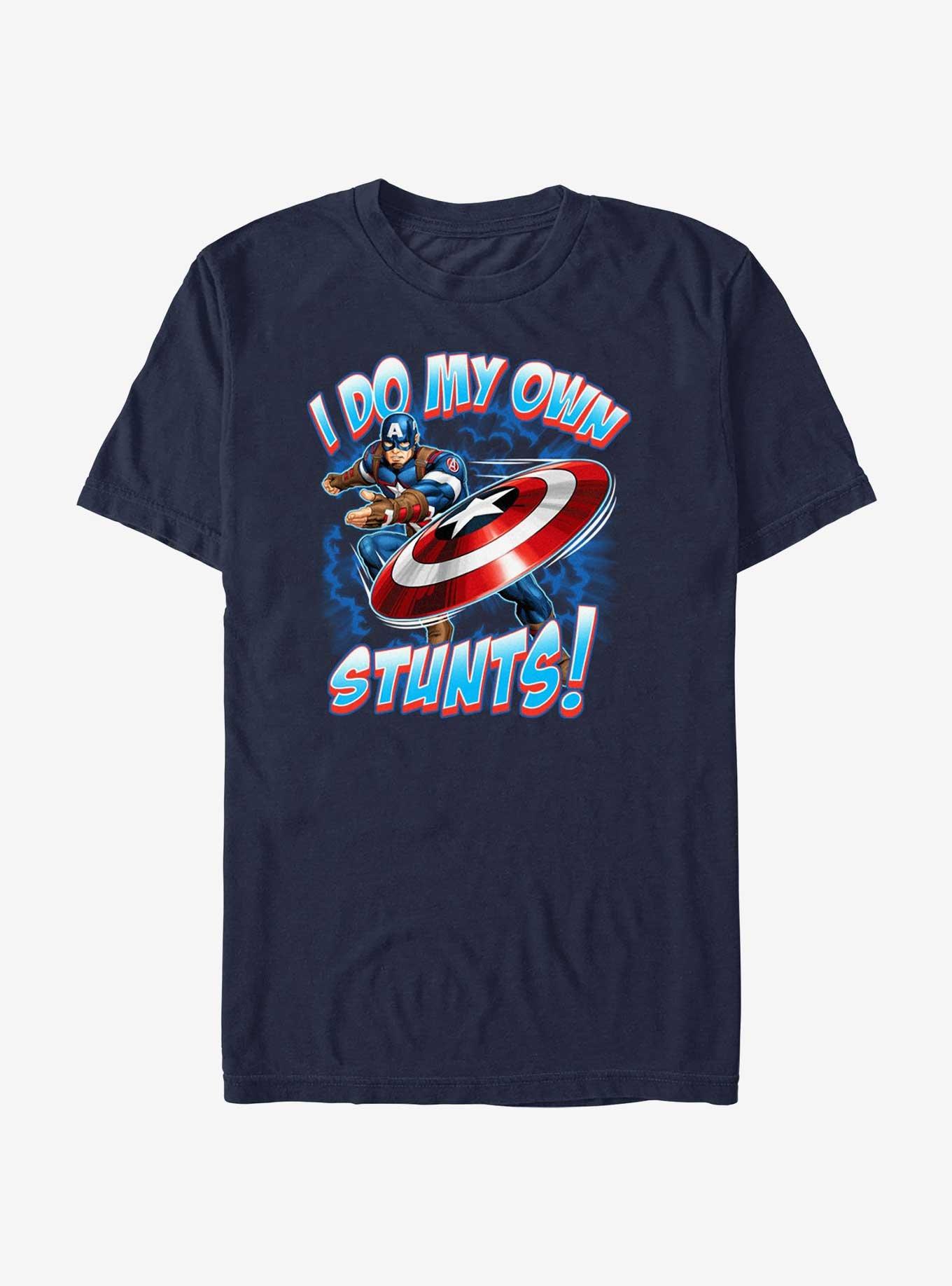 Marvel Captain America I Do My Own Stunts T-Shirt, NAVY, hi-res