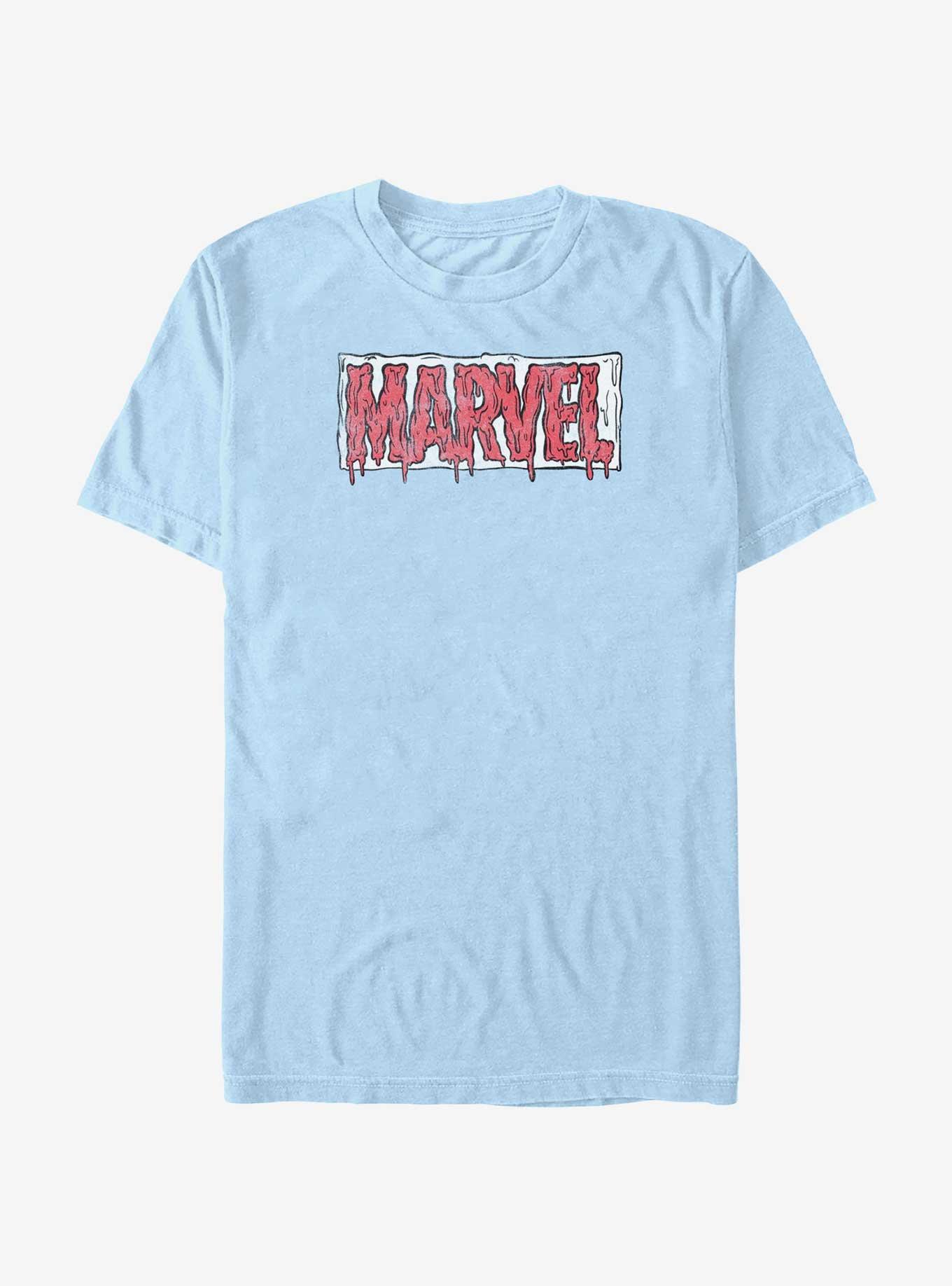 Marvel Melting Logo T-Shirt, LT BLUE, hi-res