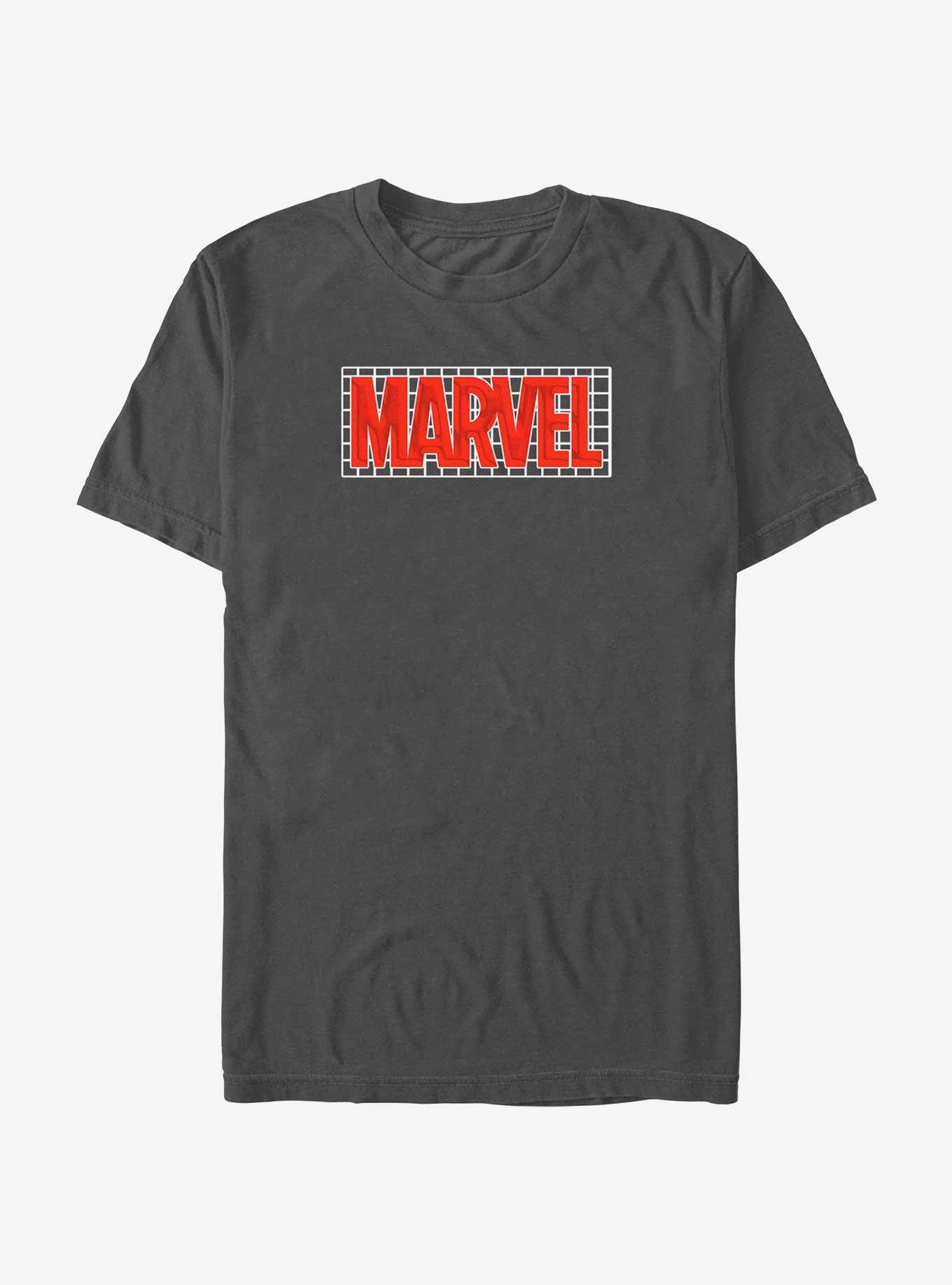 Marvel Neon Grid Logo T-Shirt, CHARCOAL, hi-res