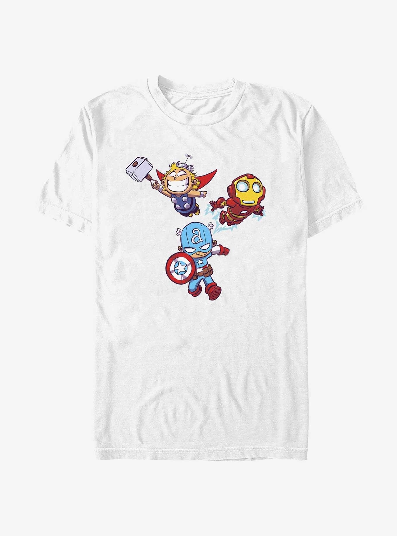 Marvel Avengers Chibi Avengers Thor Iron Man Captain America T-Shirt, WHITE, hi-res