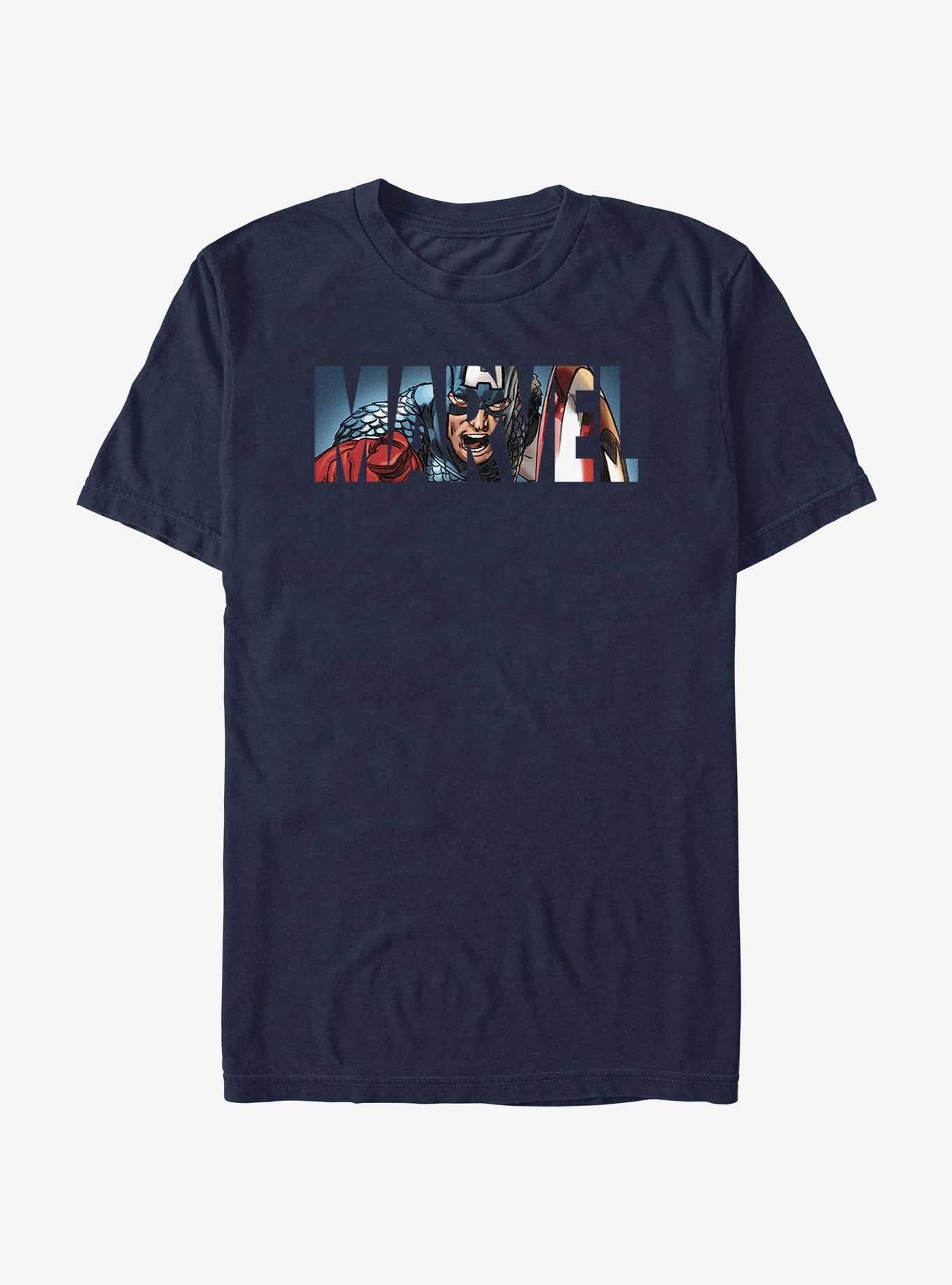 Marvel Captain America Logo Fill T-Shirt, NAVY, hi-res