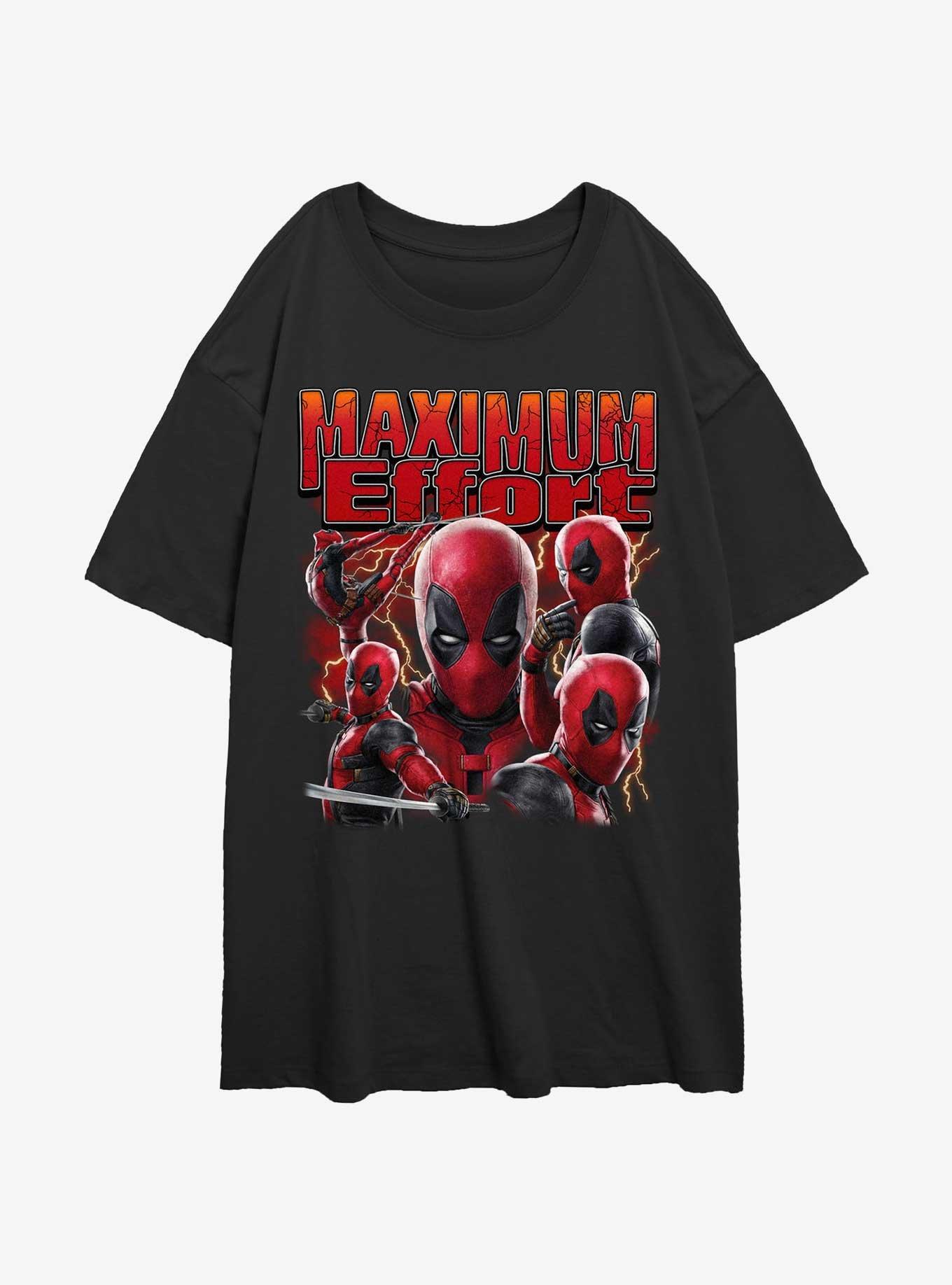 Marvel Deadpool & Wolverine Maximum Effort Girls Oversized T-Shirt Hot Topic Web Exclusive, BLACK, hi-res