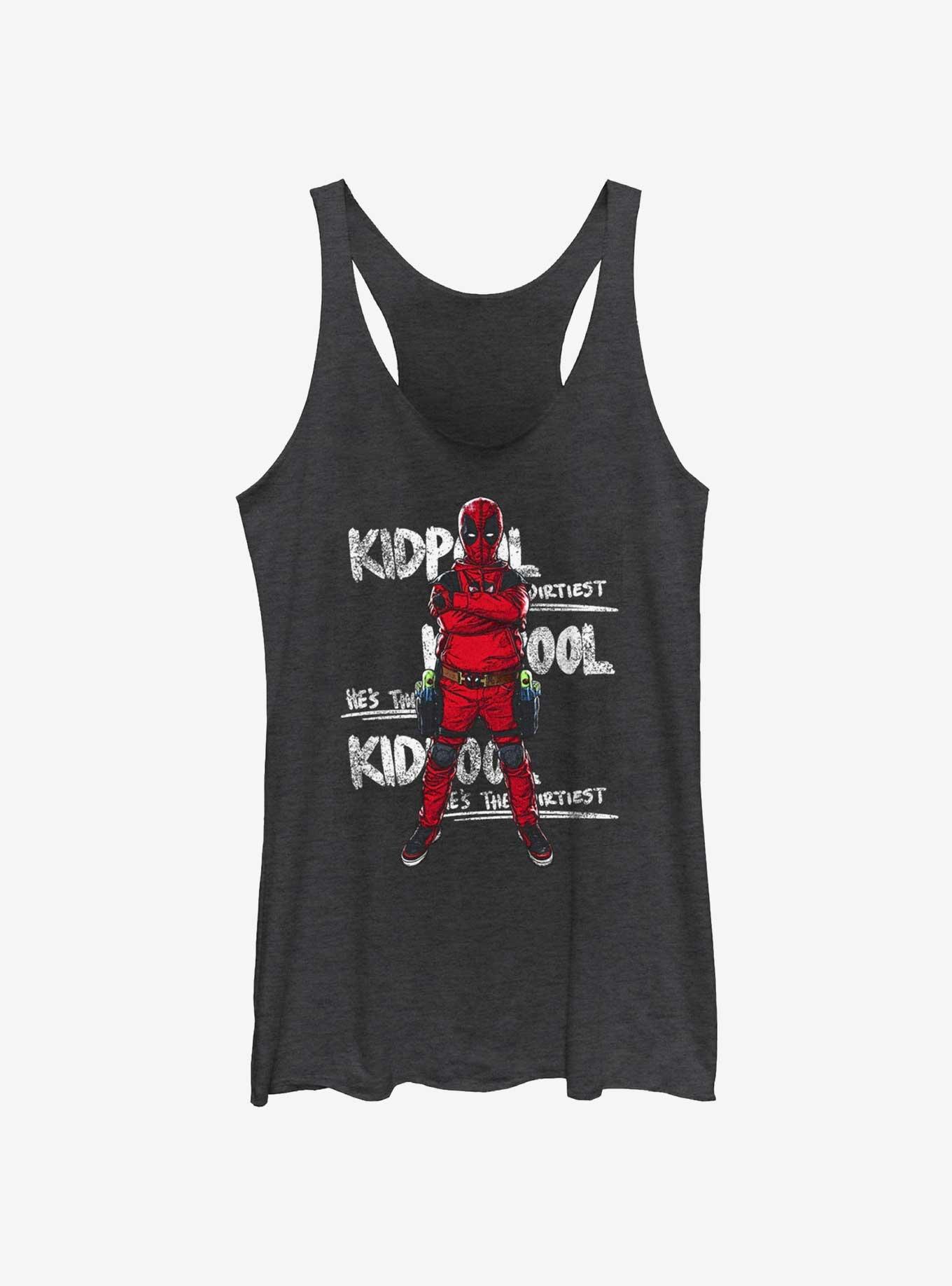 Marvel Deadpool & Wolverine Kidpool Girls Tank, BLK HTR, hi-res