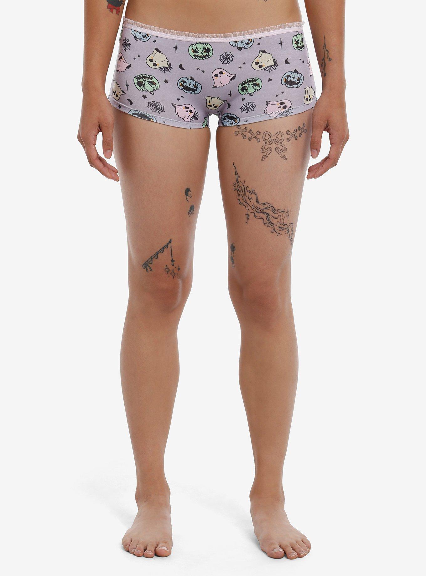 Pastel Pumpkin & Ghost Boyshort Panties, MULTI, hi-res