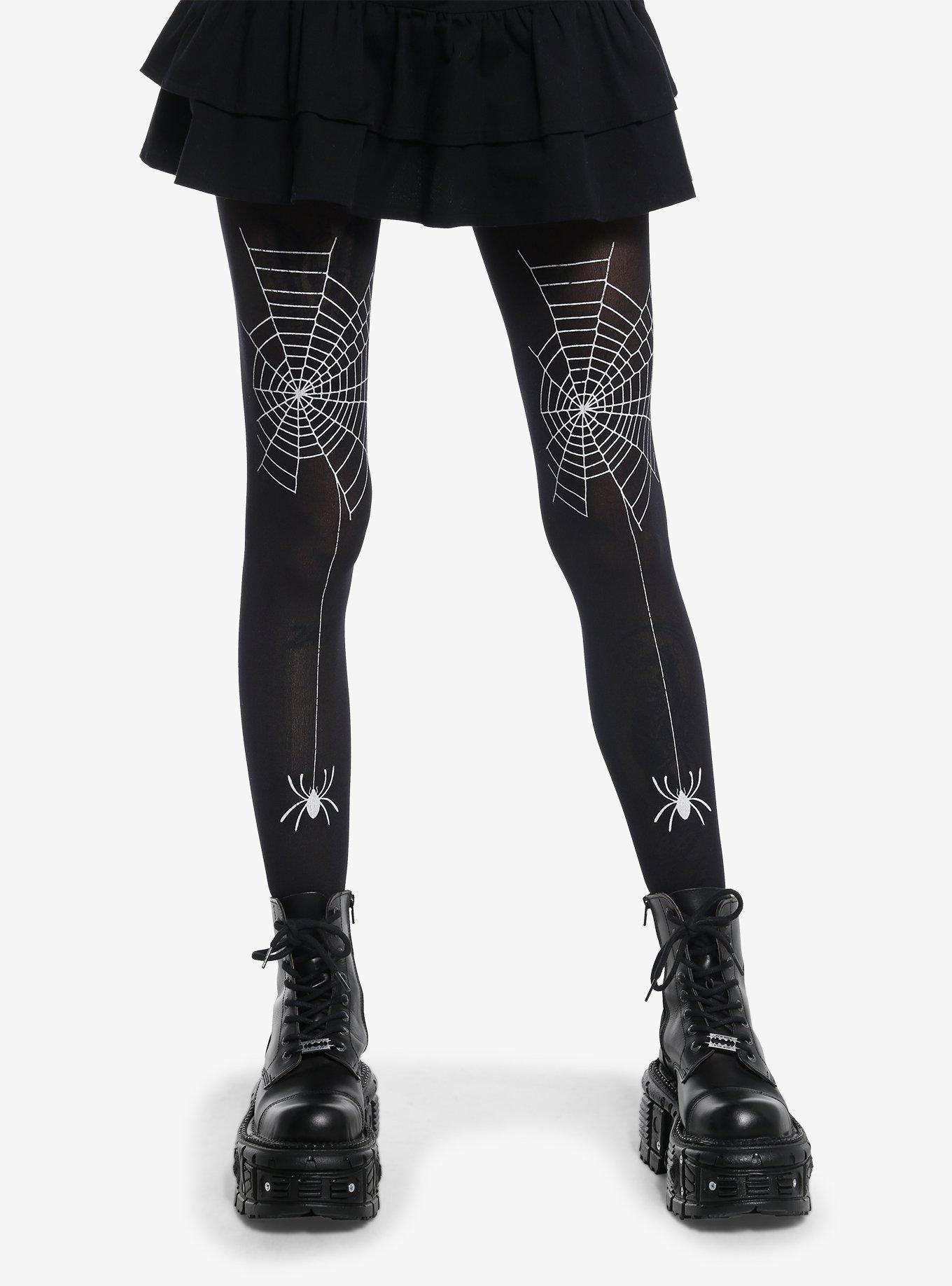 Black Hanging Spider Tights, , hi-res