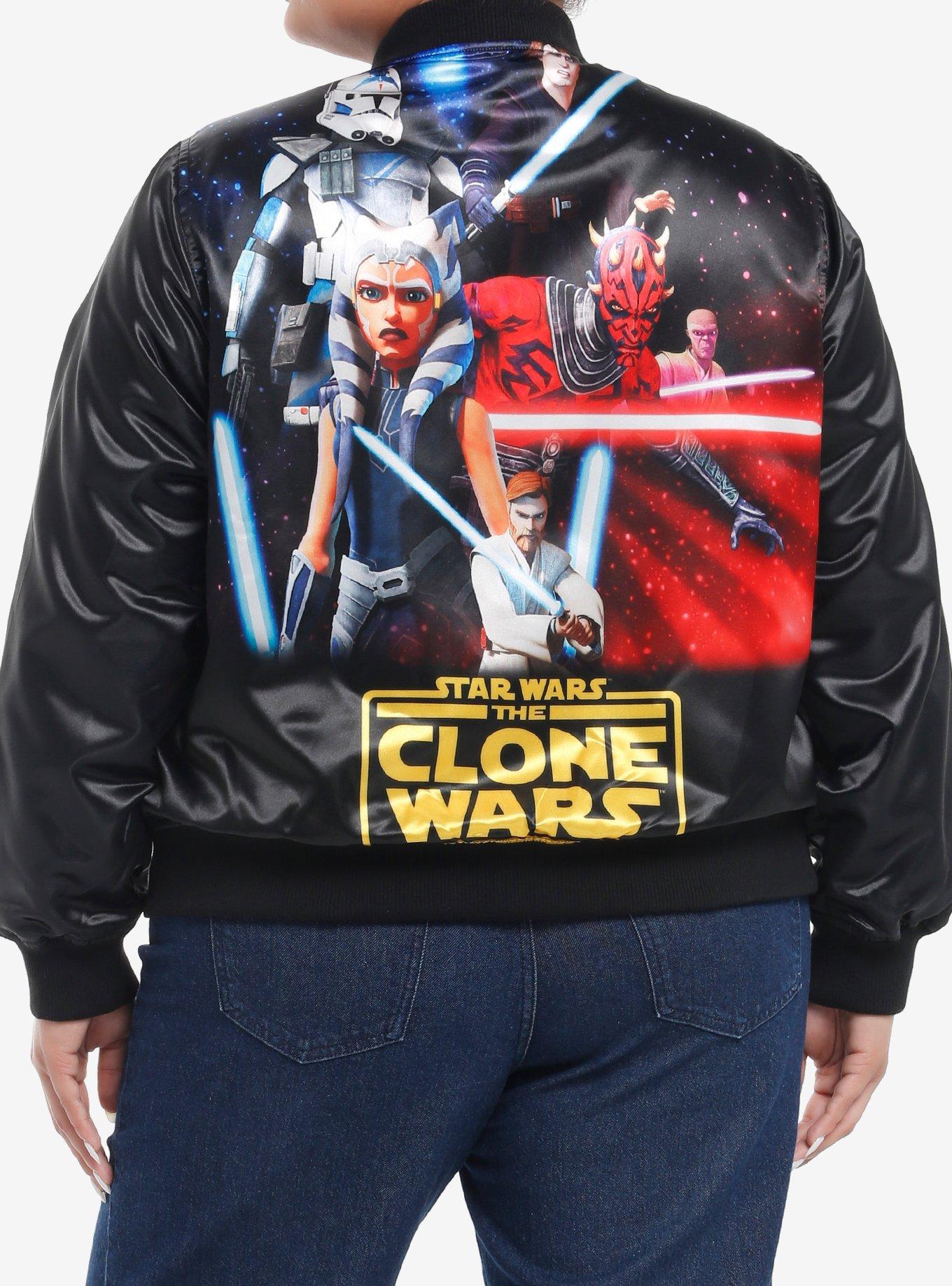 Her Universe Star Wars: The Clone Wars Group Bomber Jacket Plus Size Her Universe Exclusive, MULTI, hi-res