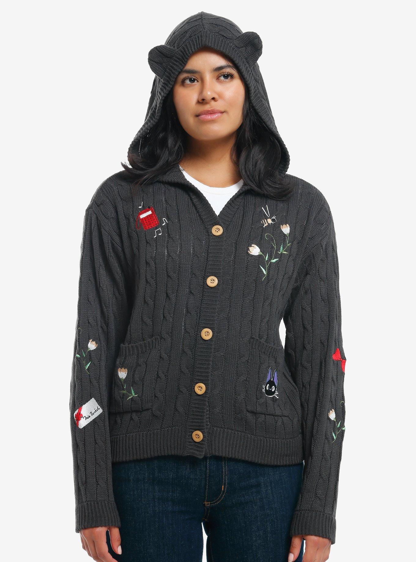 Her Universe Studio Ghibli® Kiki's Delivery Service Jiji Cable Knit Hooded Cardigan, , hi-res