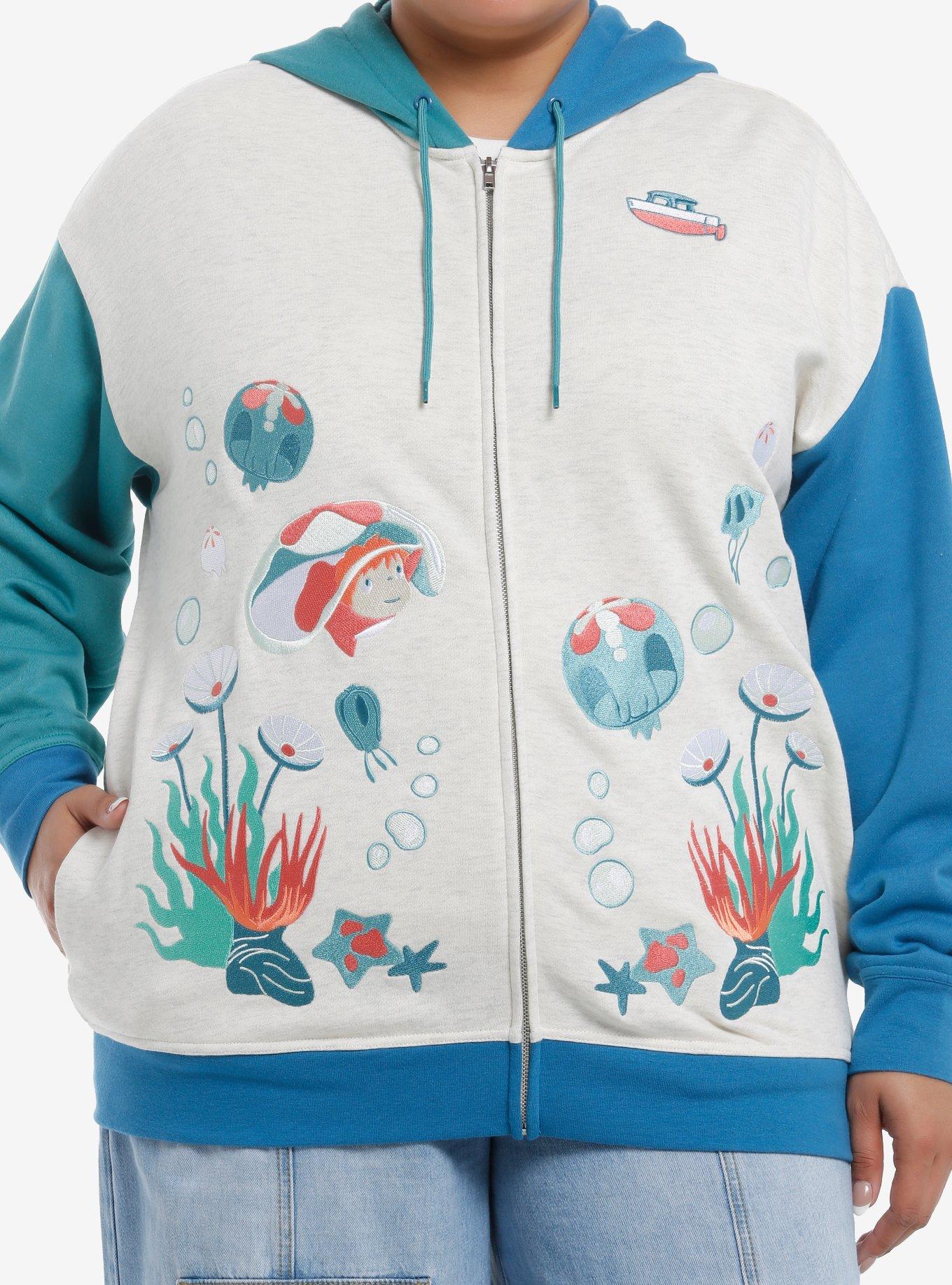 Her Universe Studio Ghibli® Ponyo Embroidered Color-Block Hoodie Plus Size, , hi-res