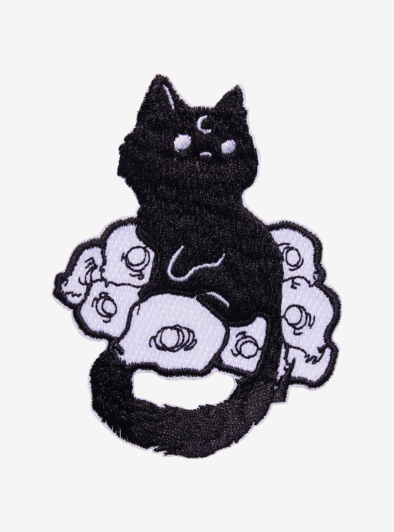 Black Cat Skulls Patch, , hi-res