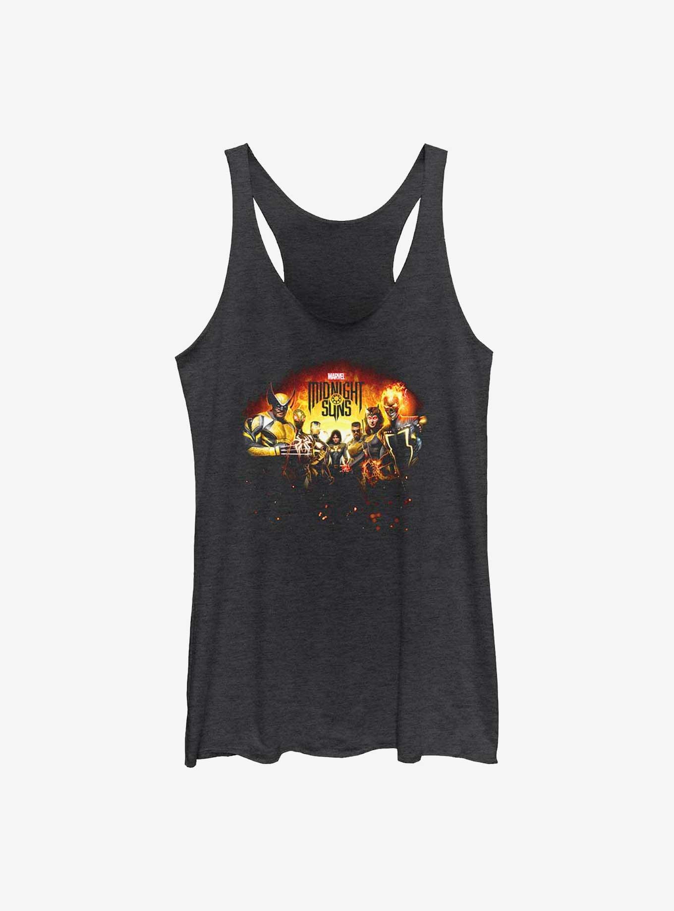 Marvel Midnight Suns Burning Embers Hero Lineup Womens Tank Top, BLK HTR, hi-res