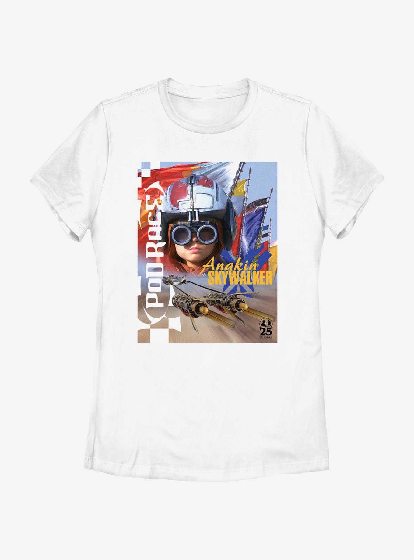 Star Wars Young Anakin Pod Race Poster Womens T-Shirt, WHITE, hi-res