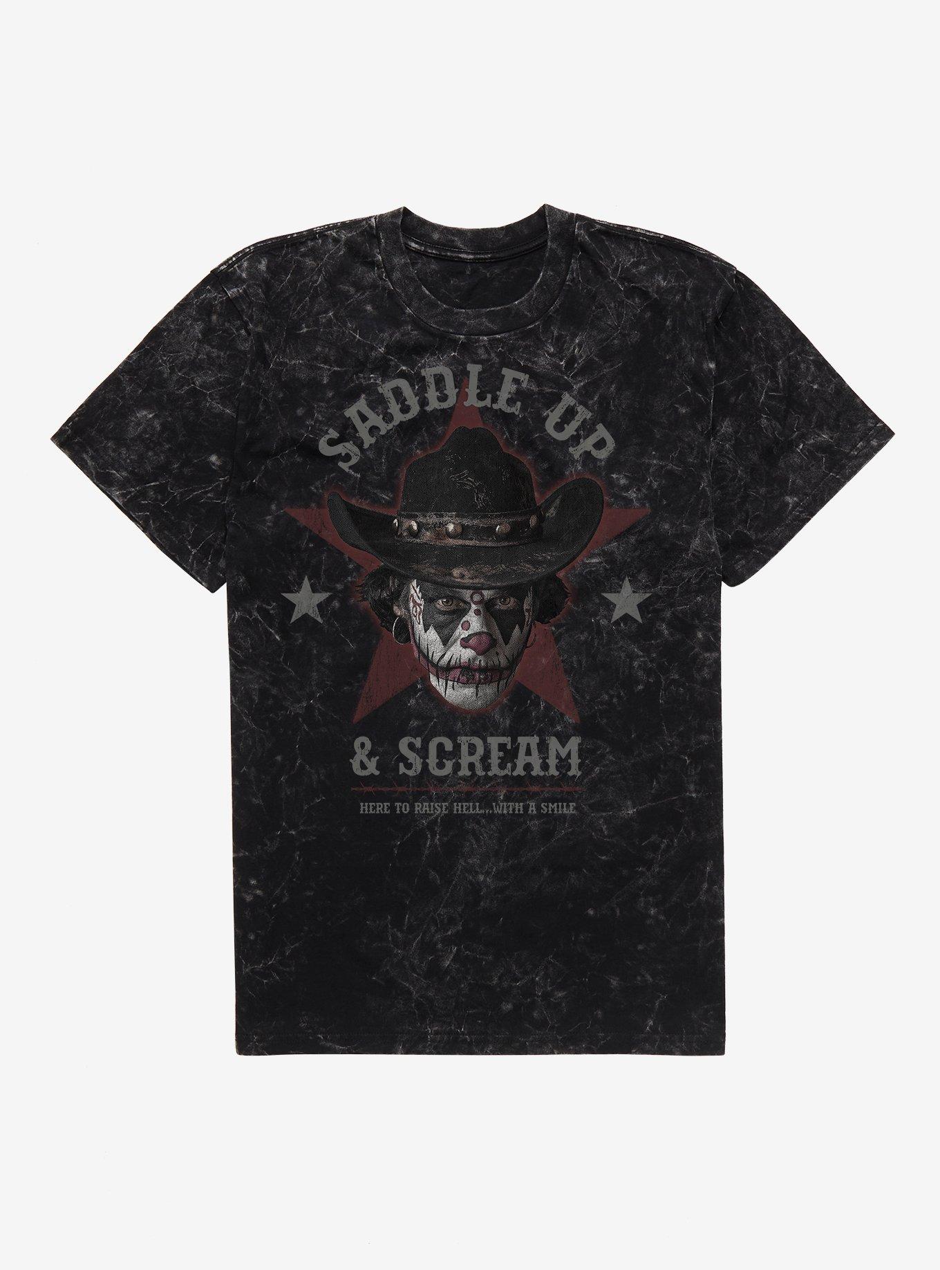 Goth Cowboy Saddle Up And Scream Mineral Wash T-Shirt, BLACK MINERAL WASH, hi-res