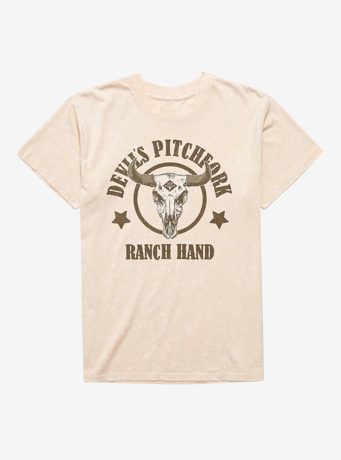 Hot Topic Devil's Pitchfork Ranch Hand T-Shirt - BEIGETAN | Hot Topic