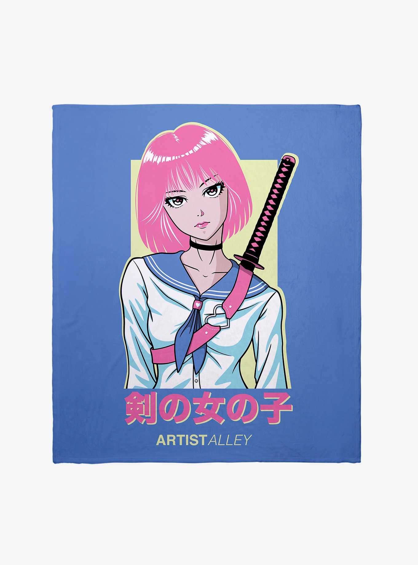 Anime Sword Girl Throw Blanket, , hi-res