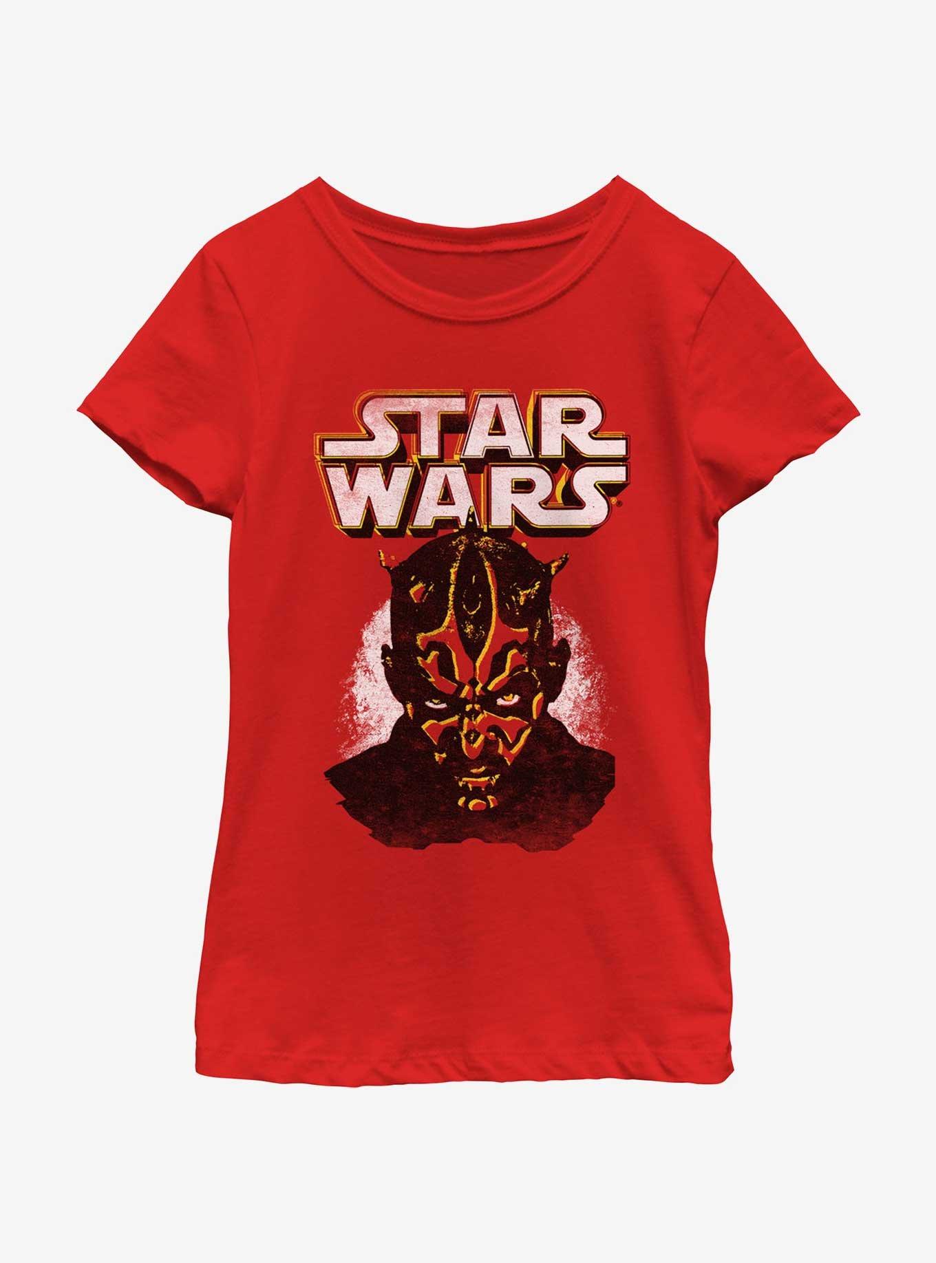 Star Wars Darth Maul Portrait Youth Girls T-Shirt, RED, hi-res