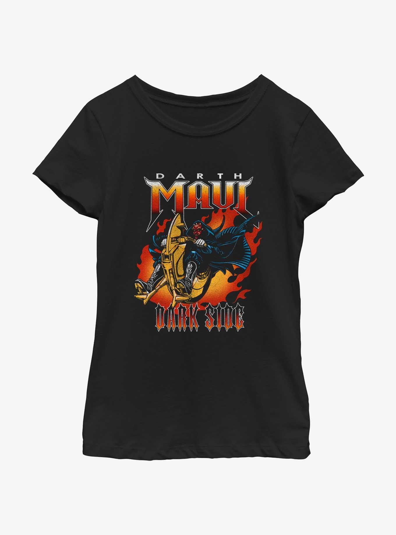 Star Wars Darth Maul Sith Flames Youth Girls T-Shirt, BLACK, hi-res