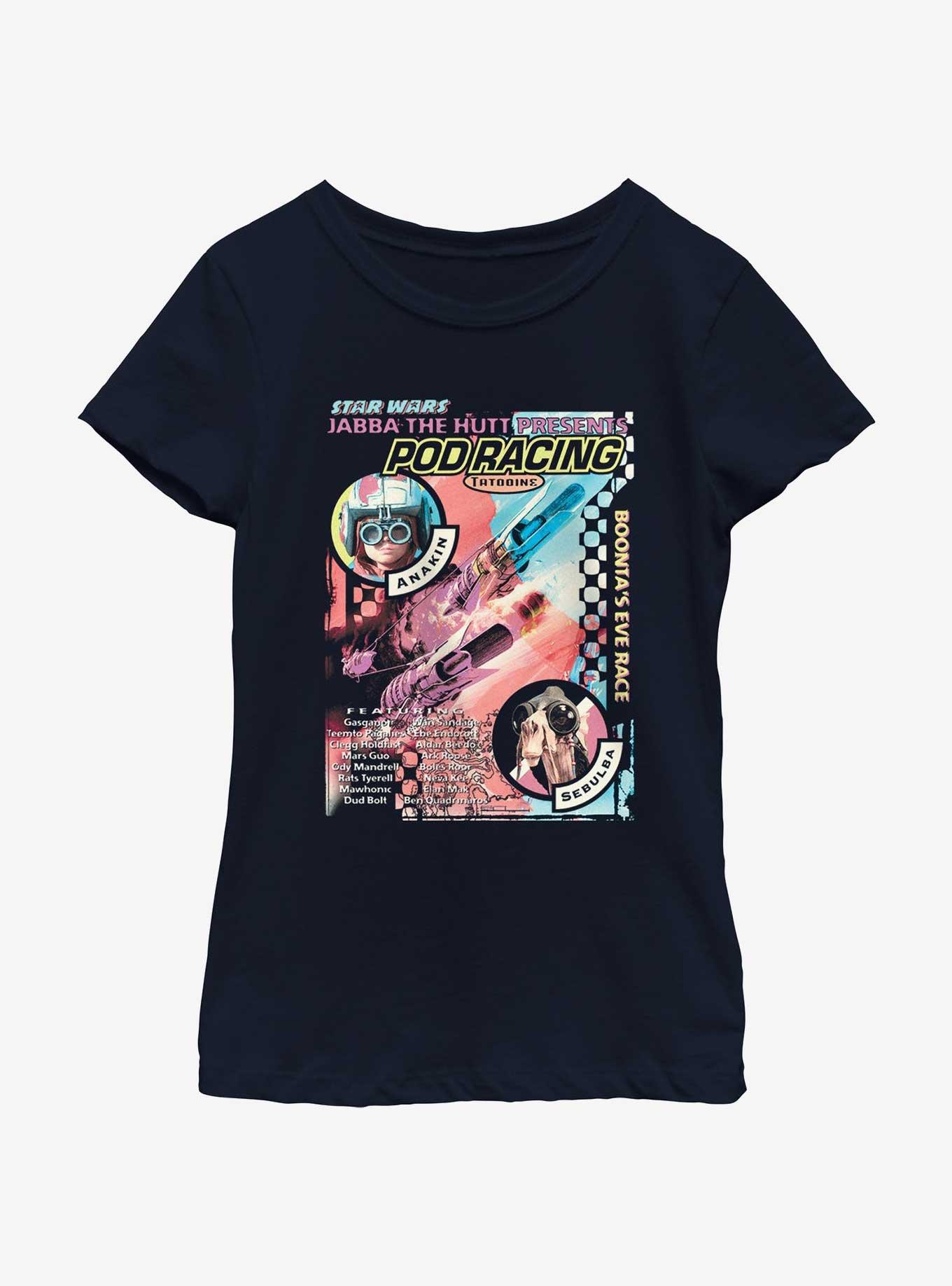 Star Wars Pod Racing Poster Youth Girls T-Shirt, NAVY, hi-res