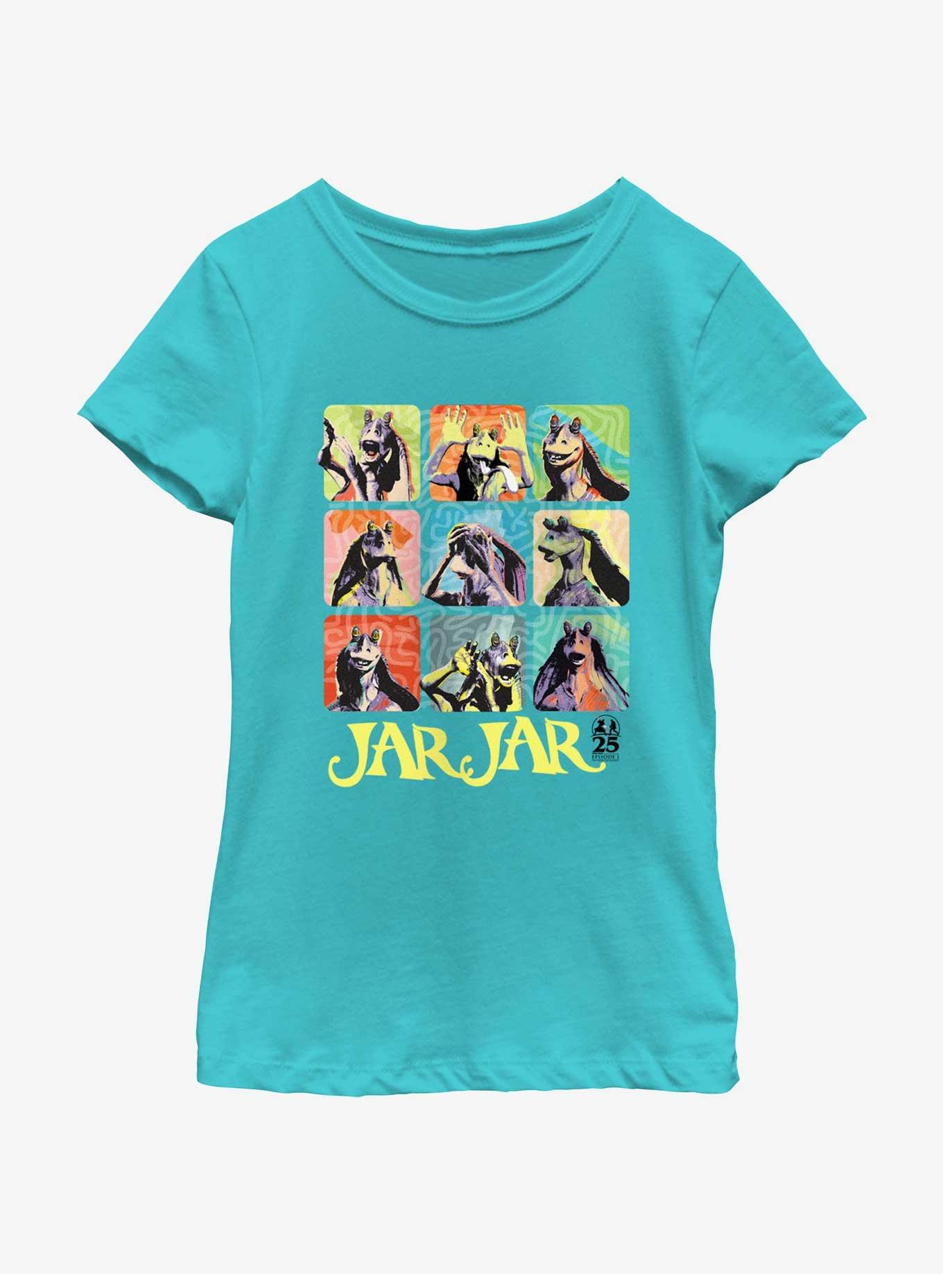 Star Wars Jar Jar Faces Youth Girls T-Shirt, TAHI BLUE, hi-res