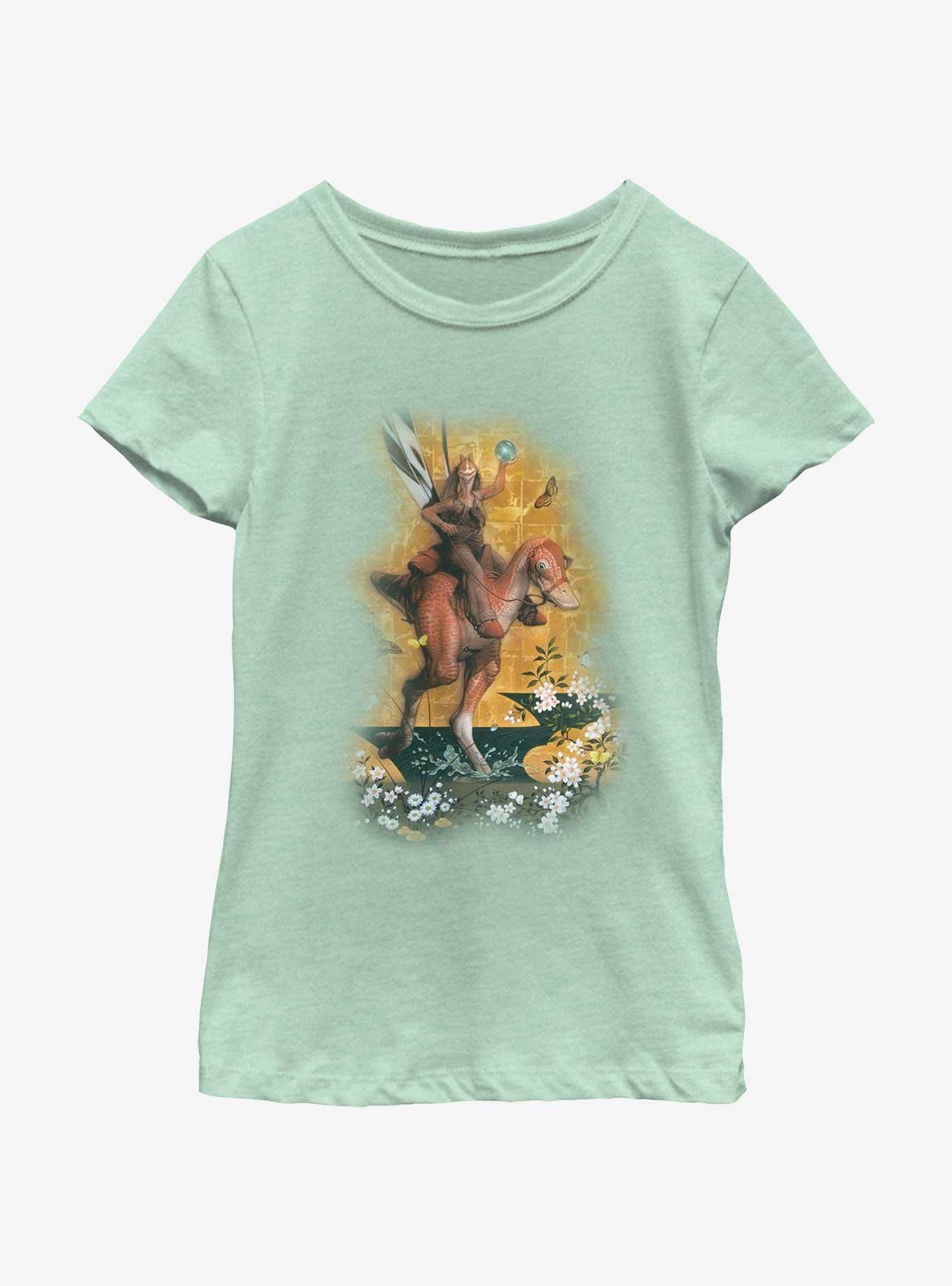 Star Wars Jar Jar Garden Fantasy Youth Girls T-Shirt, MINT, hi-res