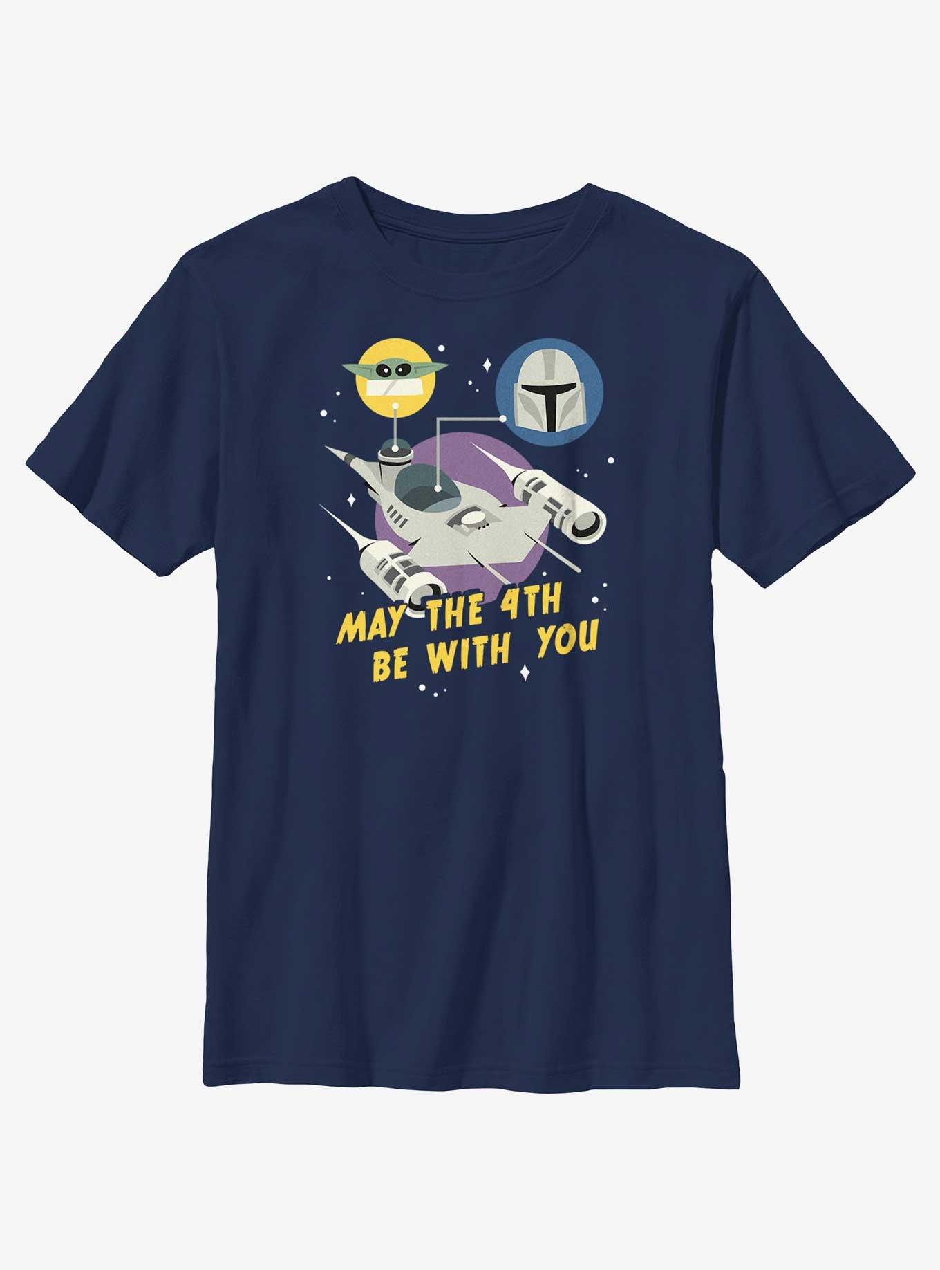 Star Wars Mando & Grogu May The 4th Be With You Youth T-Shirt, NAVY, hi-res