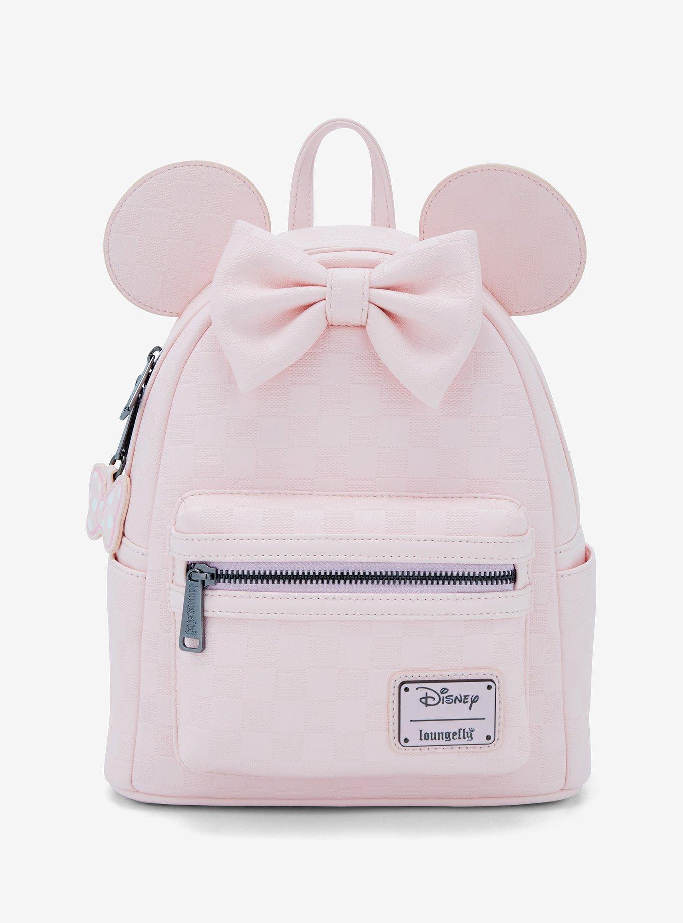 Loungefly Disney Minnie Mouse Light Pink Checkered Figural Mini Backpack, , hi-res