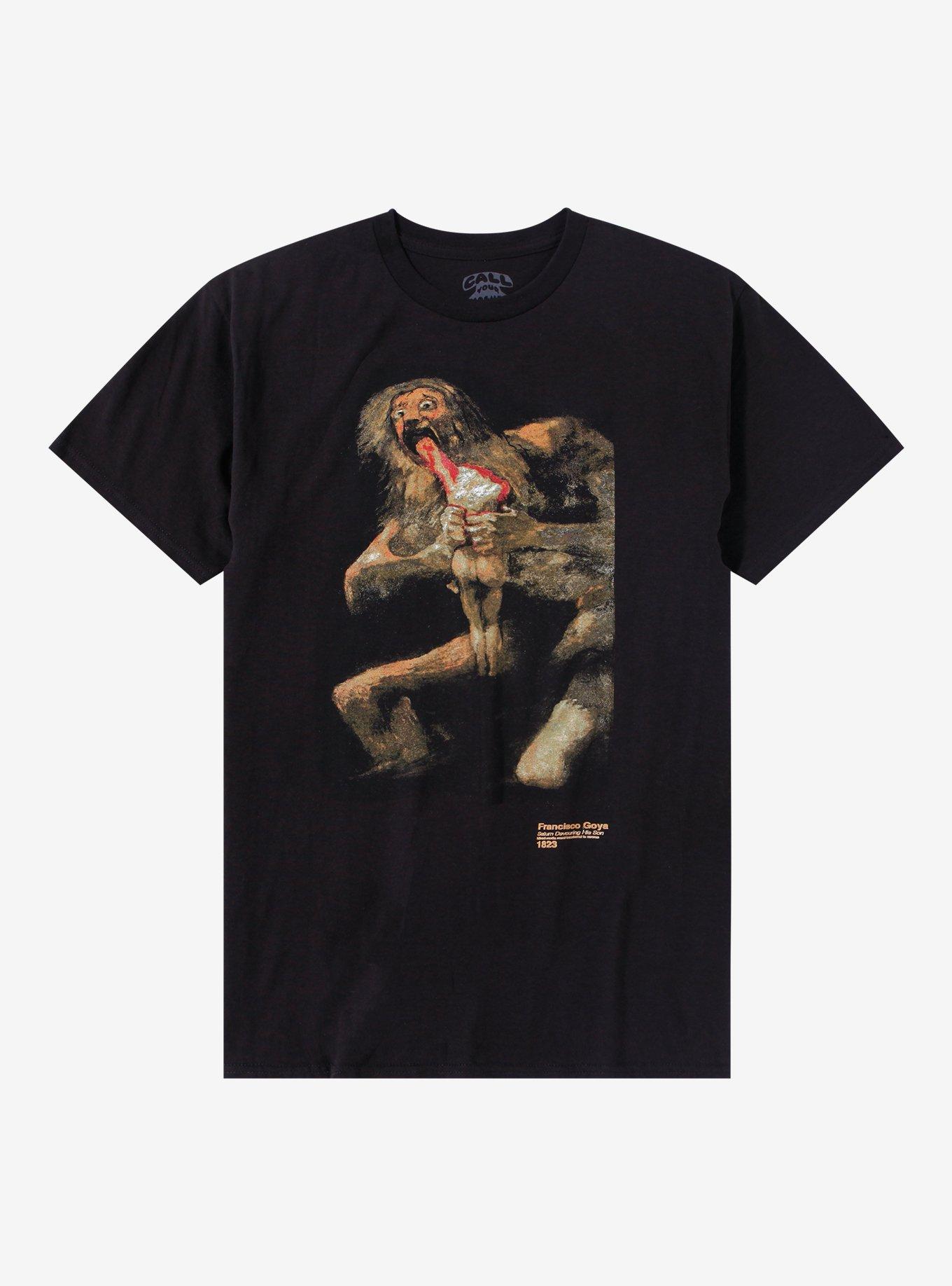 Francisco Goya Saturn Devouring His Son Painting T-Shirt, BLACK, hi-res