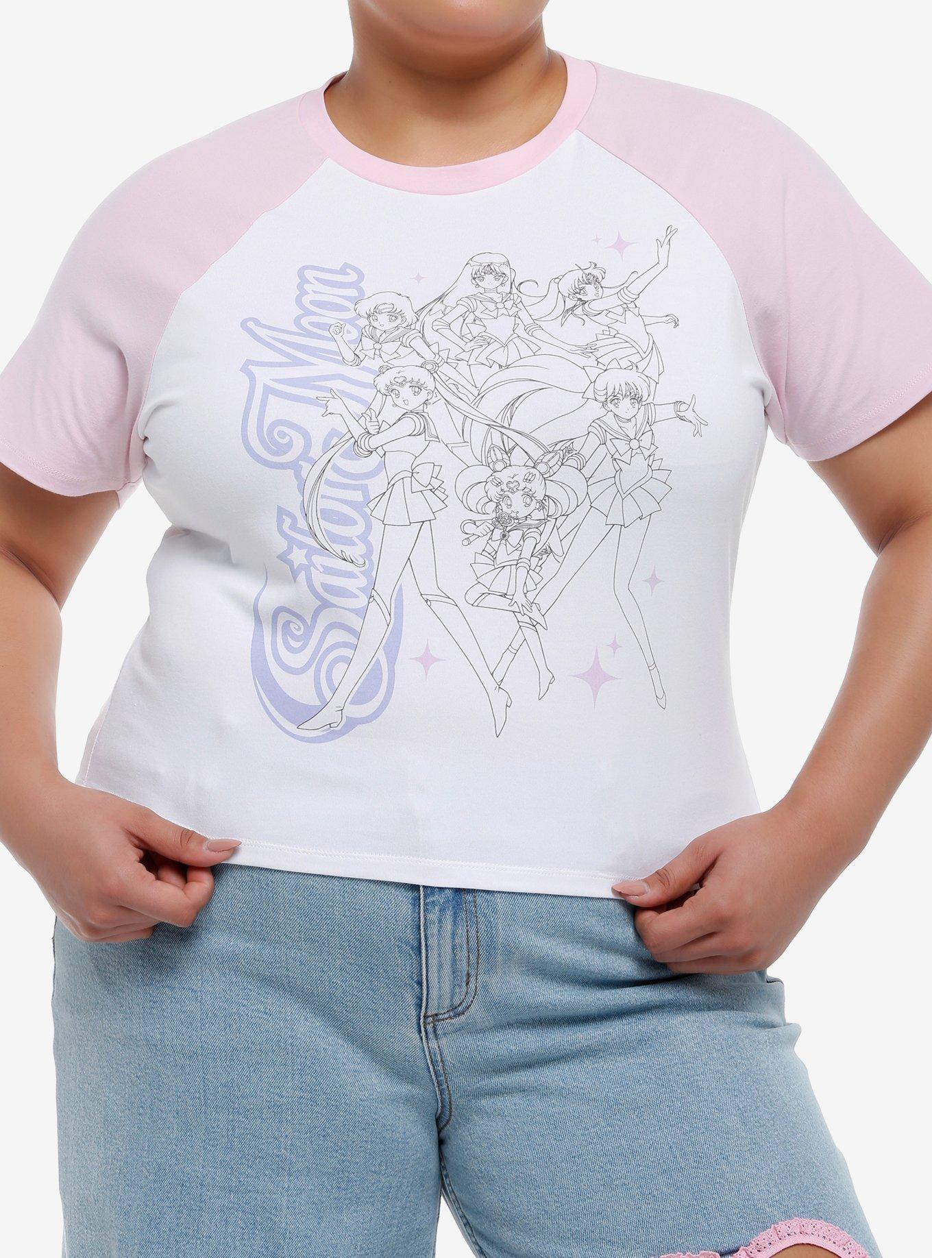 Pretty Guardian Sailor Moon Outline & Names Raglan Baby T-Shirt Plus Size, , hi-res