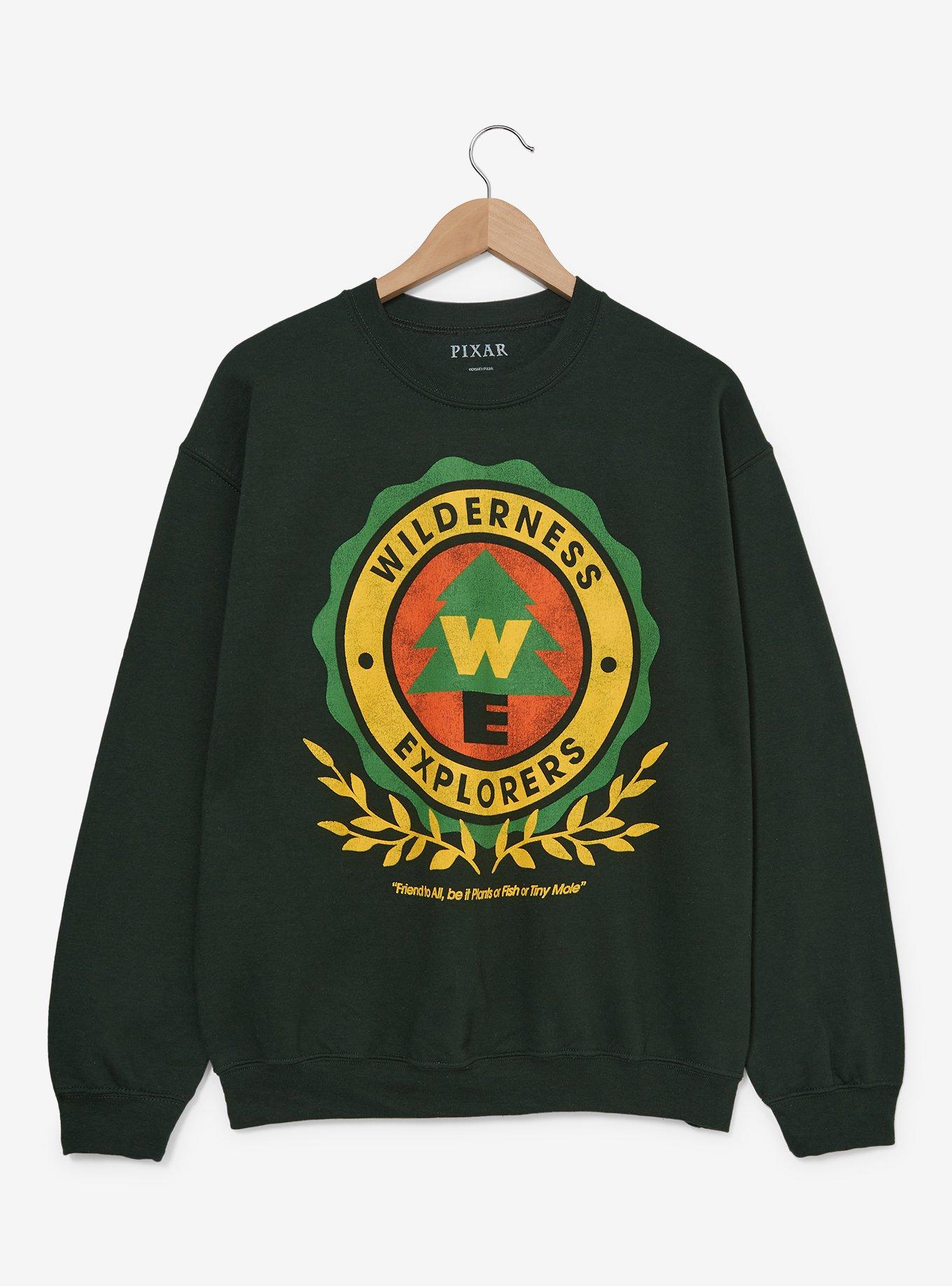 Disney Pixar Up Wilderness Explorers Crest Crewneck — BoxLunch Exclusive, GREEN, hi-res