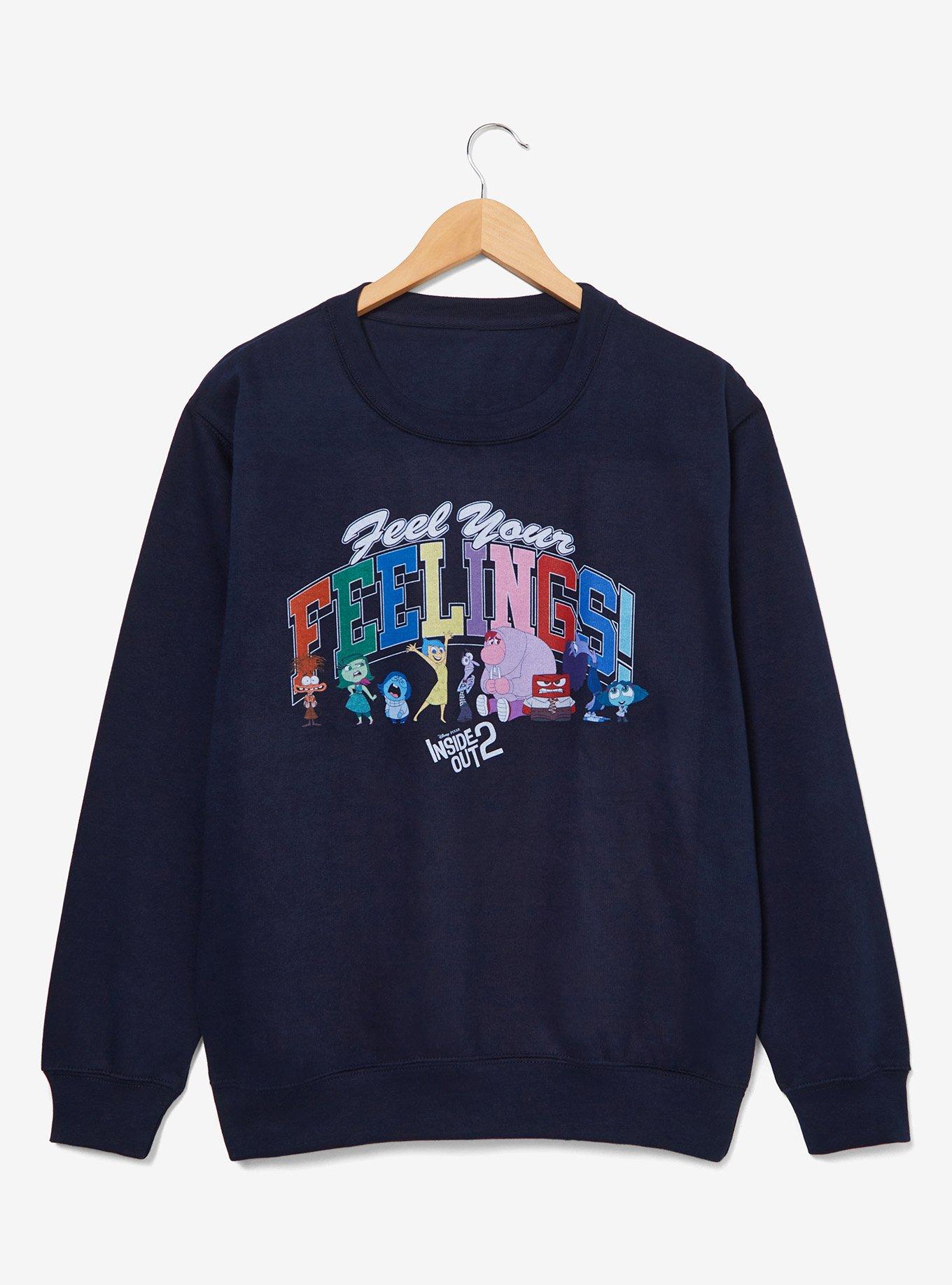 Disney Pixar Inside Out 2 Feel Your Feelings Crewneck &mdash; BoxLunch Exclusive, NAVY, hi-res