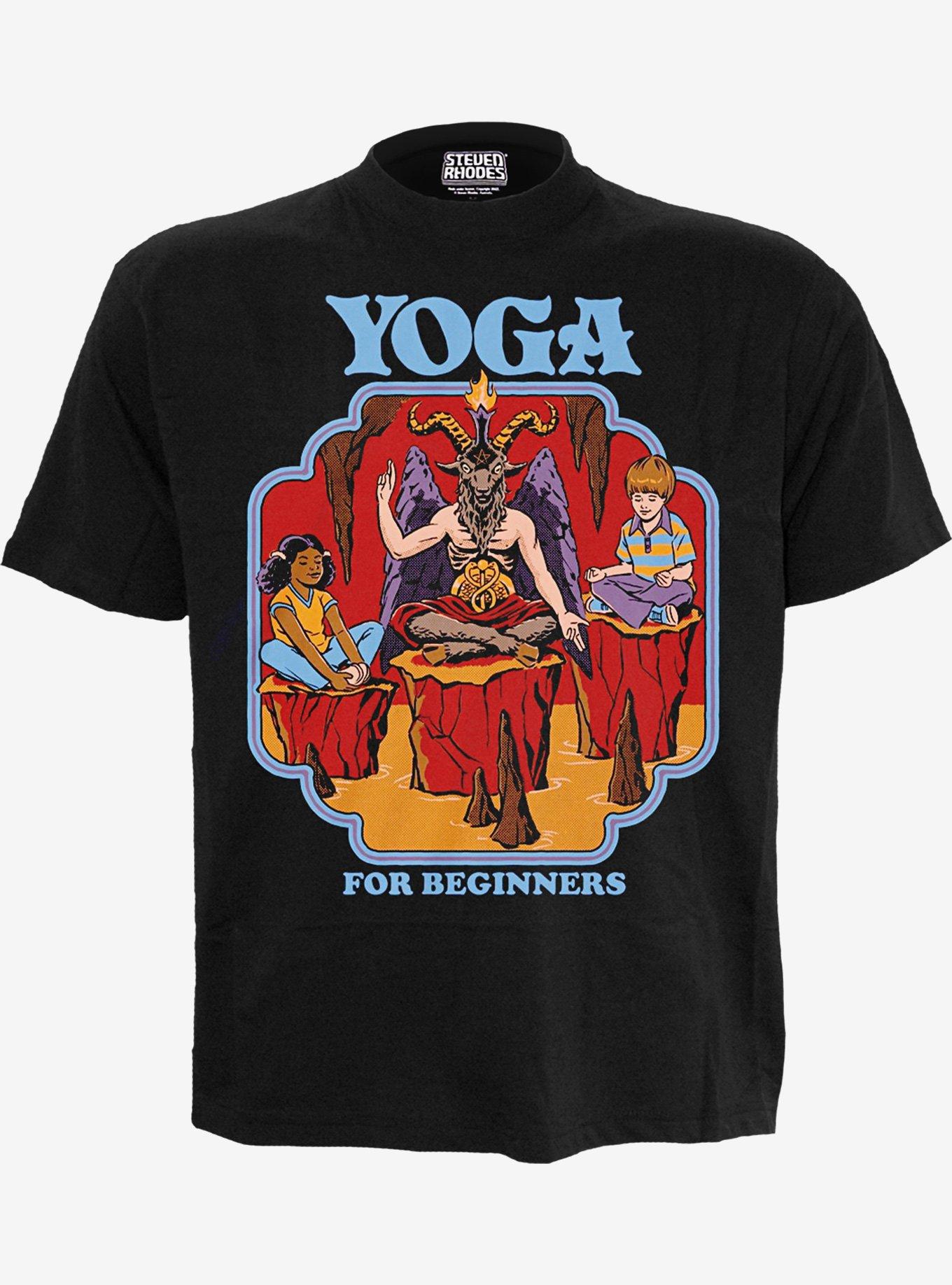 Steven Rhodes Yoga For Beginners Front Print T-Shirt, BLACK, hi-res