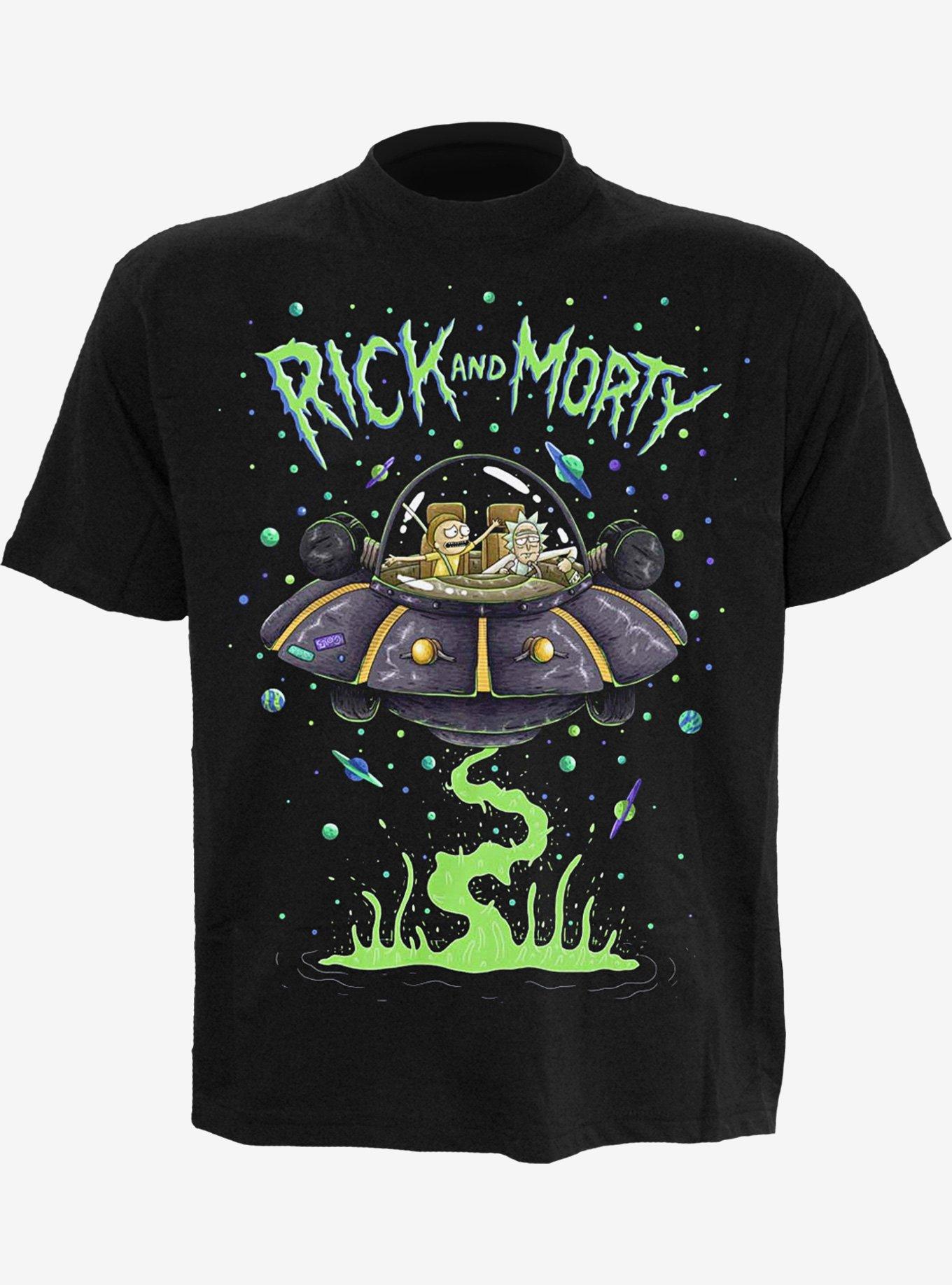 Rick and Morty Space Cruiser Front Print T-Shirt, BLACK, hi-res