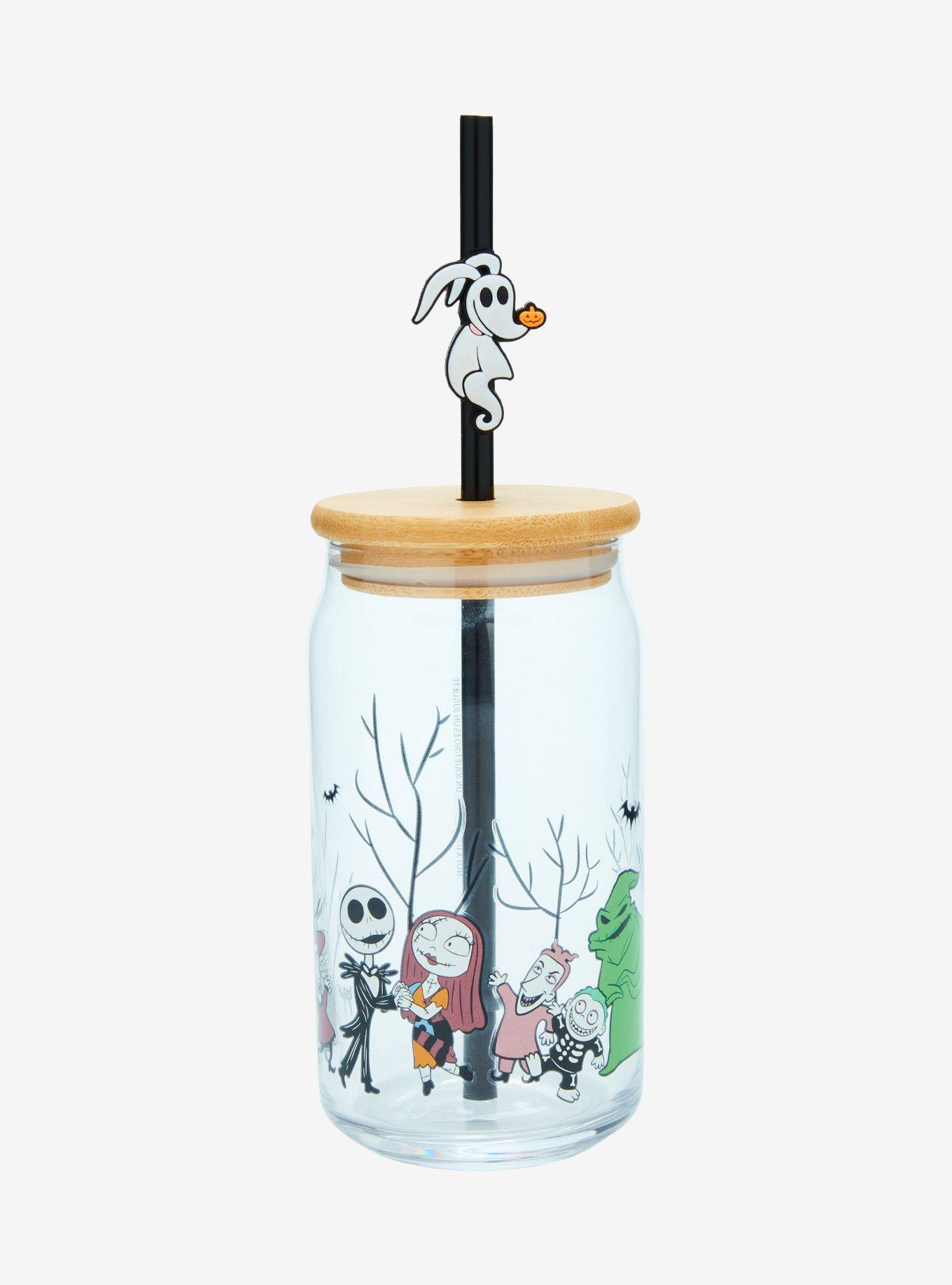 Disney The Nightmare Before Christmas Characters Glass Cup with Straw, , hi-res