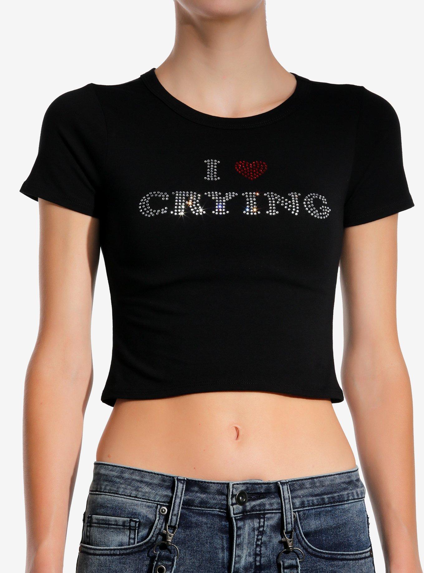 I Love Crying Rhinestone Girls Baby T-Shirt, , hi-res