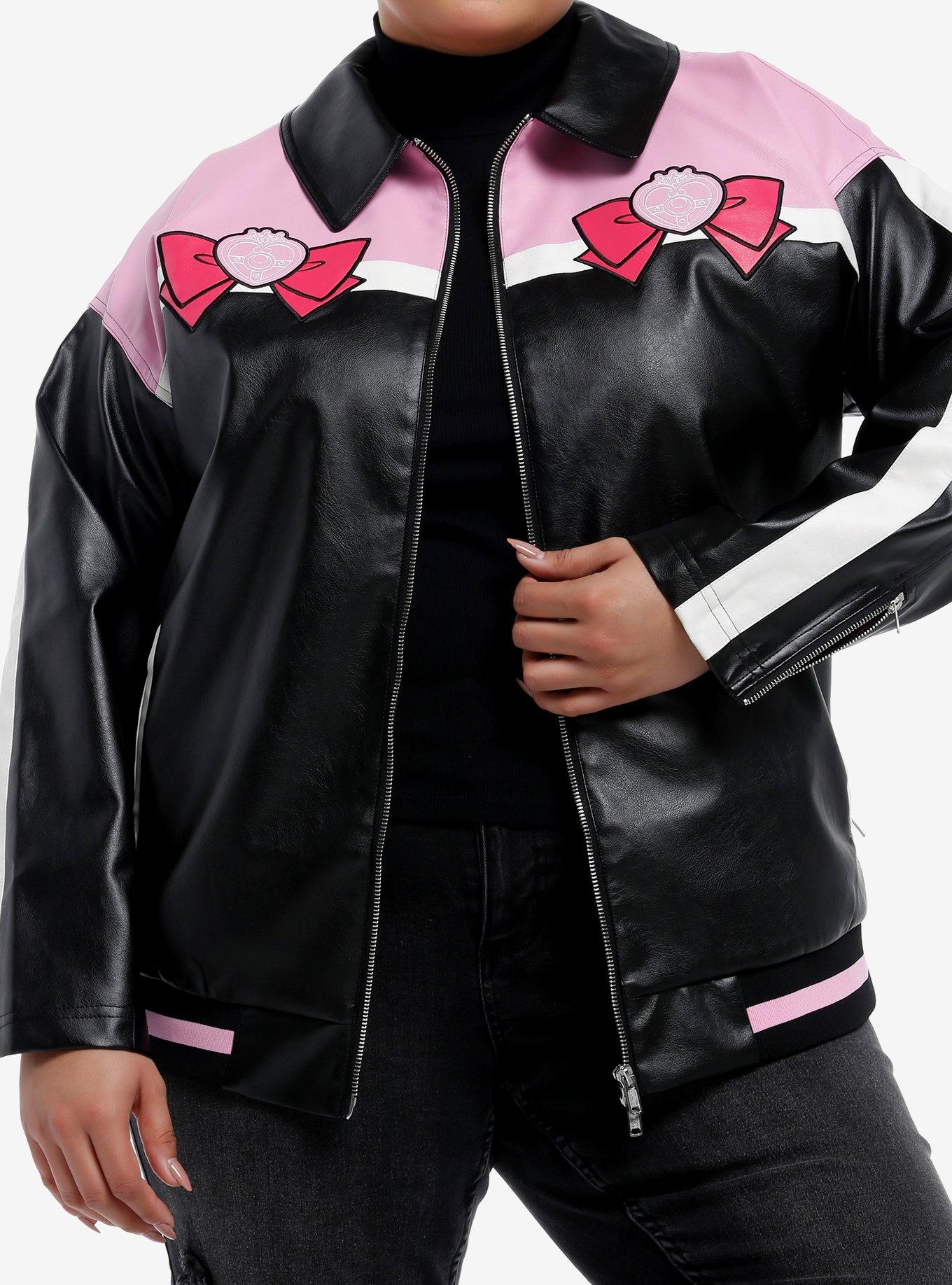 Pretty Guardian Sailor Moon Bow Faux Leather Jacket Plus Size, , hi-res