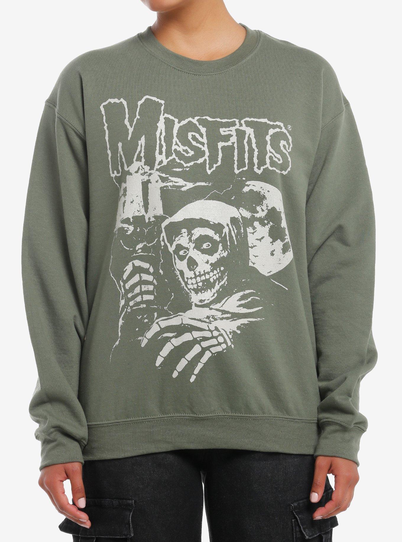 Misfits Crimson Ghost Moon Sage Green Girls Sweatshirt