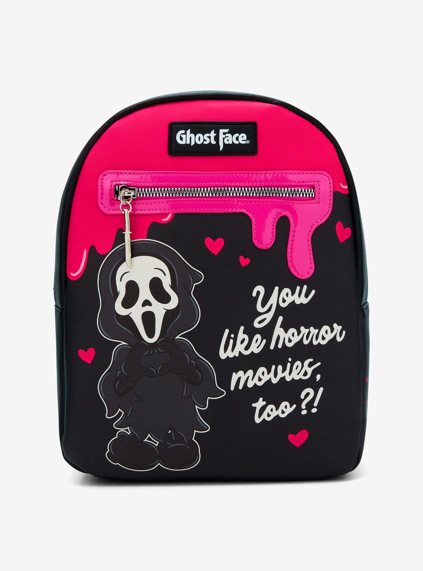 Ghost Face Pink Blood Quote Chibi Mini Backpack, , hi-res