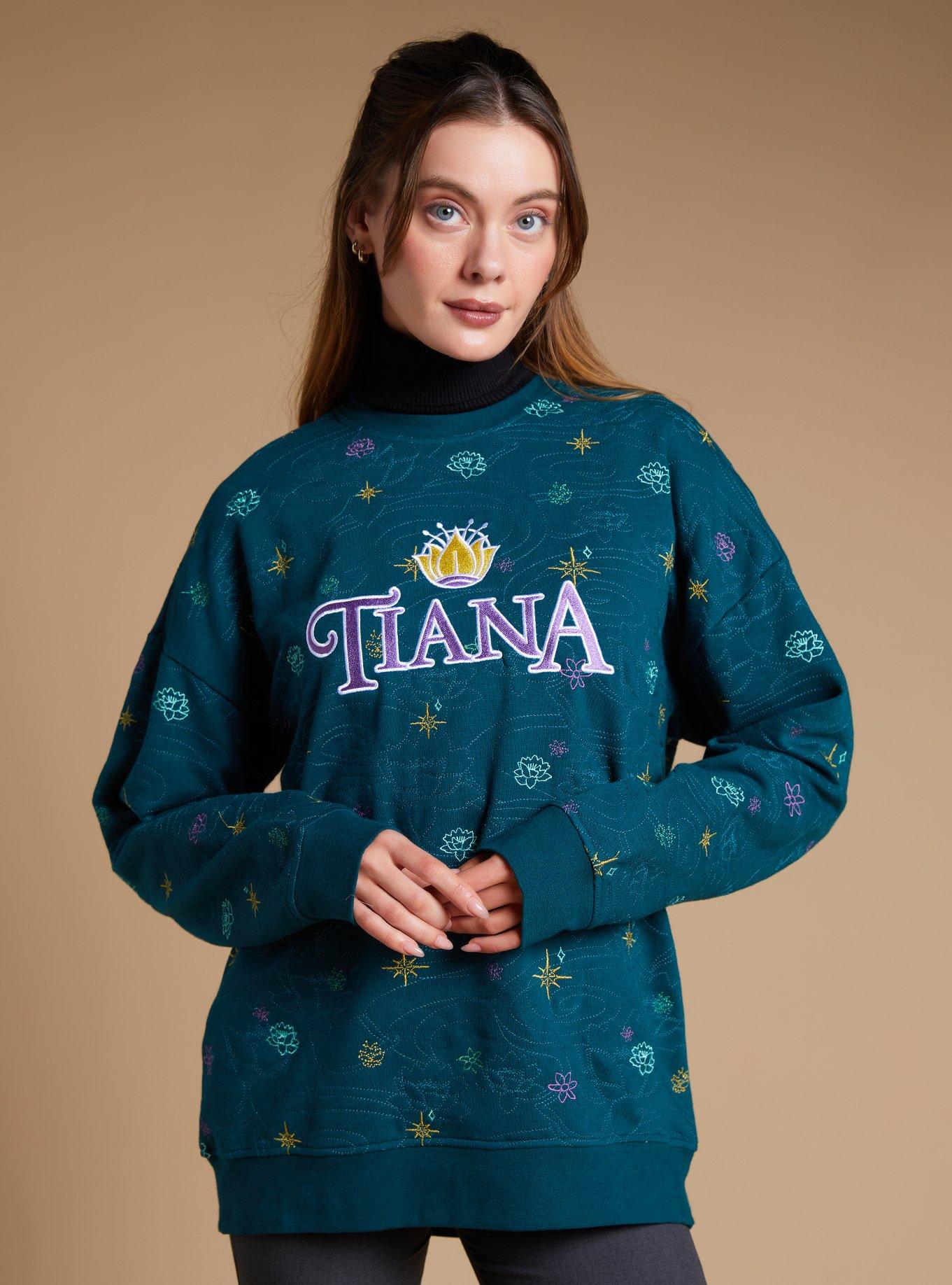 Disney The Princess and the Frog Tiana Embroidered Icons Crewneck - BoxLunch Exclusive, FOREST, hi-res