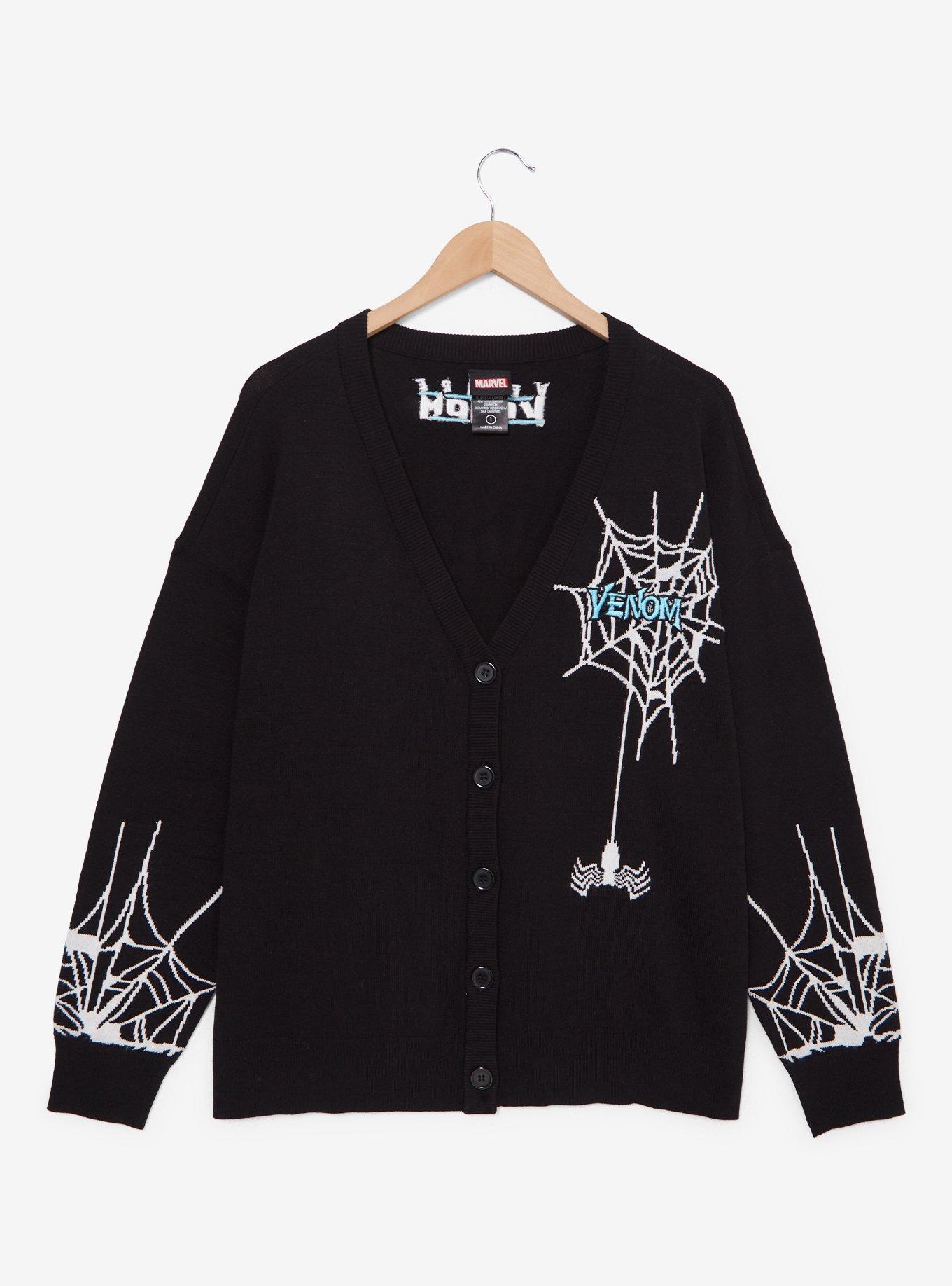 Marvel Venom Webs Embroidered Women's Plus Size Cardigan — BoxLunch Exclusive, , hi-res