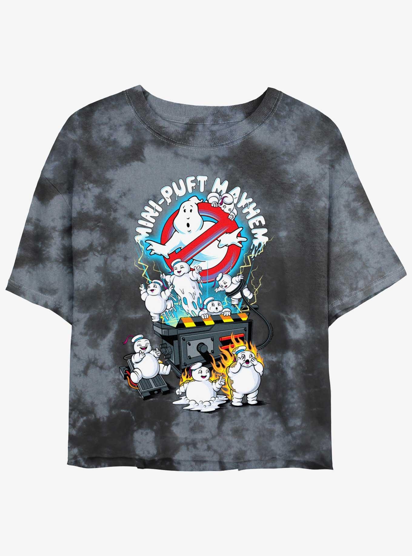 Ghostbusters Mini Puft Mayhem Womens Tie-Dye Crop T-Shirt, BLKCHAR, hi-res